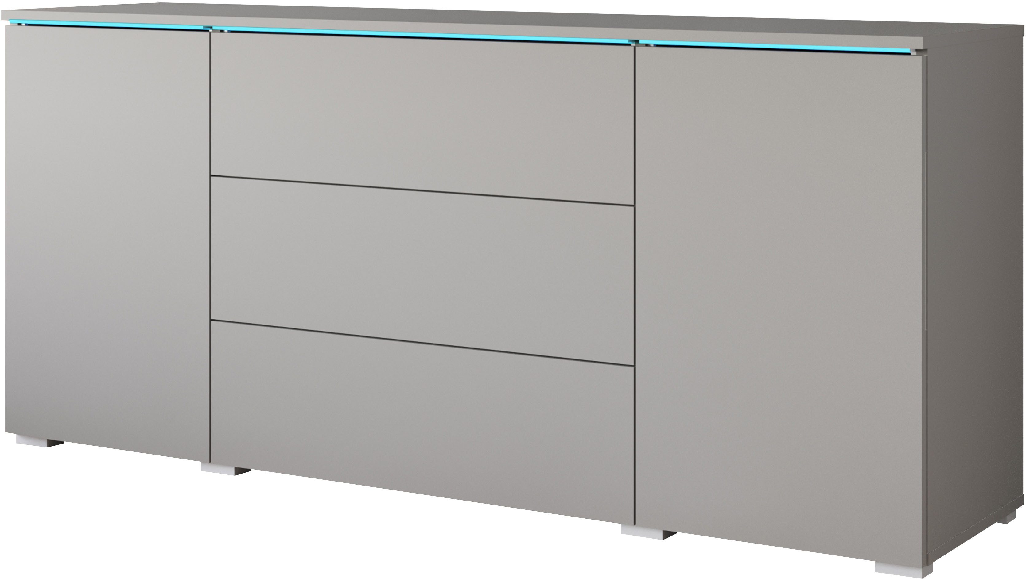 Home affaire Sideboard VERA, grifflos, verstellbare Einlegeböden, Wahlweise mit oder ohne Beleuchtung