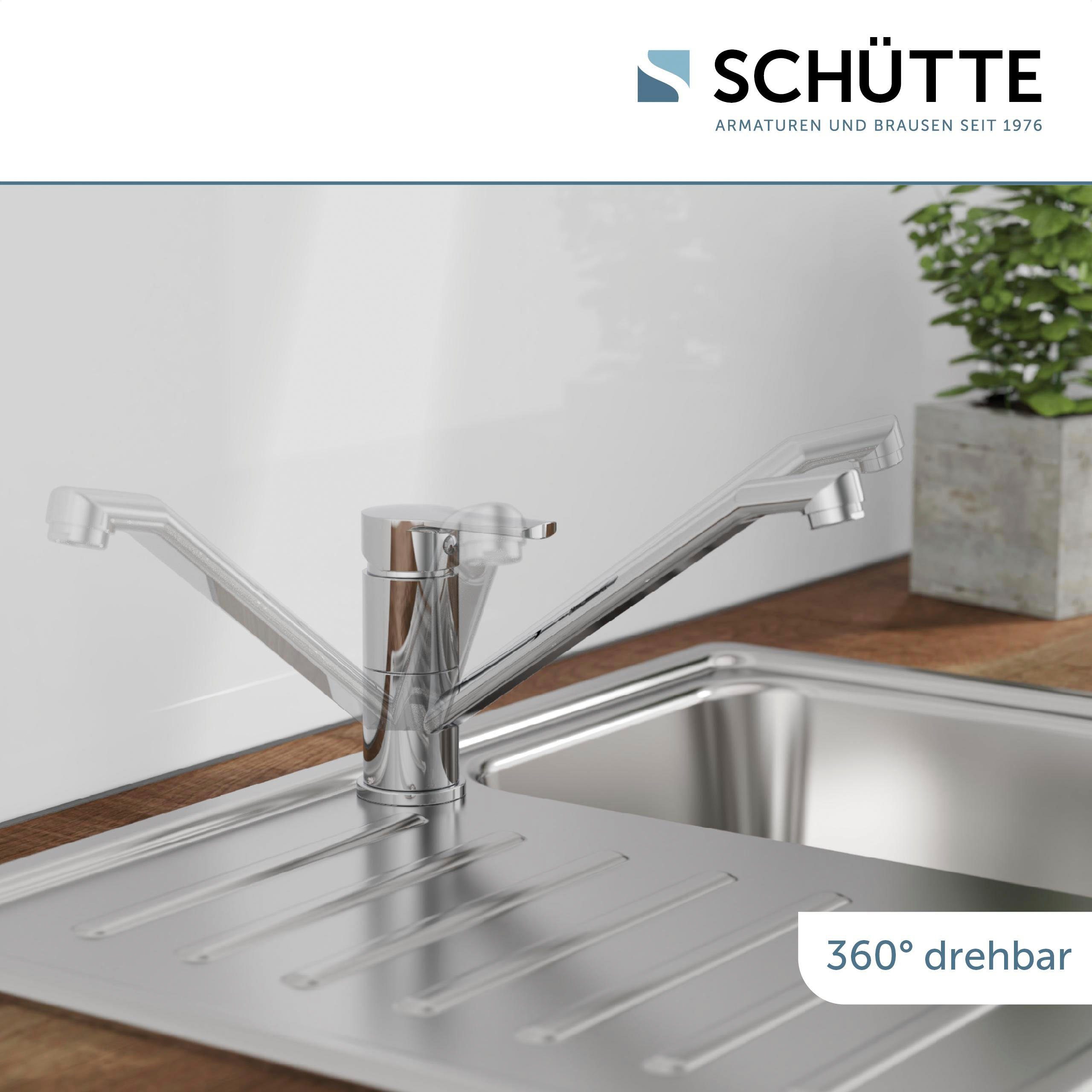 Schütte Spültischarmatur Main Wasserhahn mit Wassersparfunktion, 360° schwenkbar, Chrom, Hochdruck