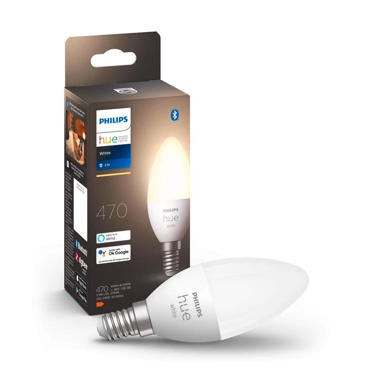 Philips Hue LED-Leuchtmittel E14 Warmweiß E14, LED Leuchtmittel Kerze