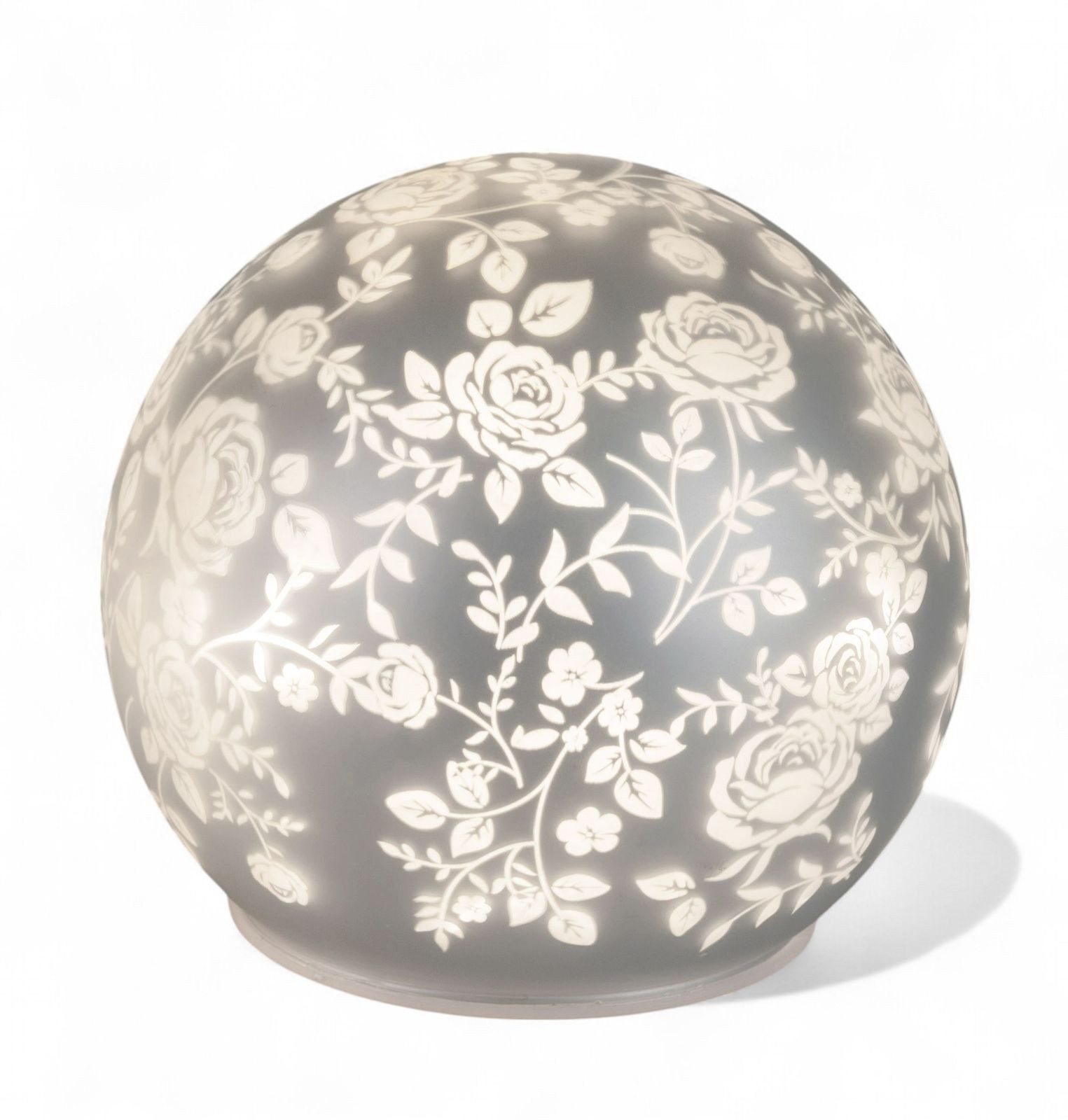 formano LED Dekolicht LED Glas-Kugel Silber Rosenmotiv 10cm batteriebetrieb günstig online kaufen