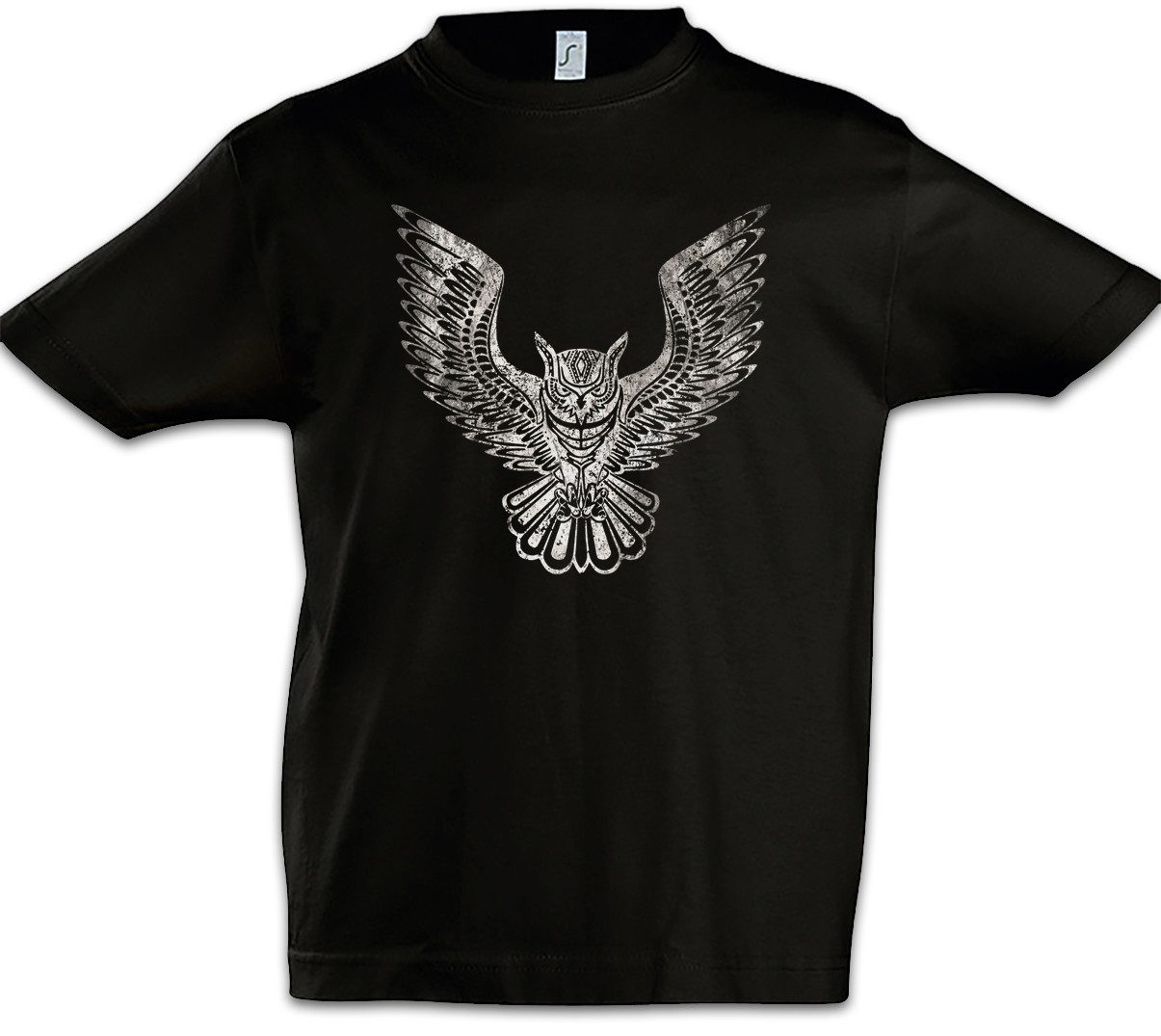 Print-Shirt Owl II Kinder T-Shirt Eule Cartoon Cute Hipster Indie Electro Tattoo