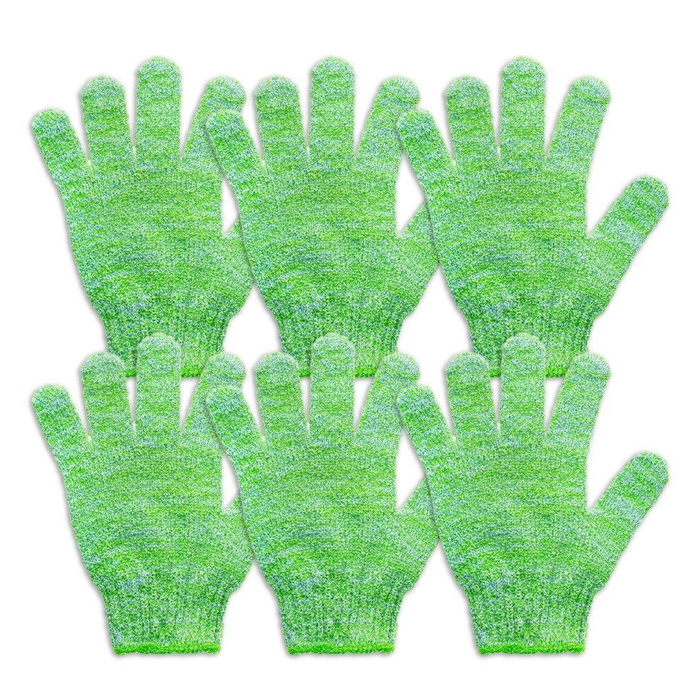 Das Blaue Wunder® Körperbürste Clever Hand Peelinghandschuh, 6er-Set Handschuhe, mit Bambusfasern