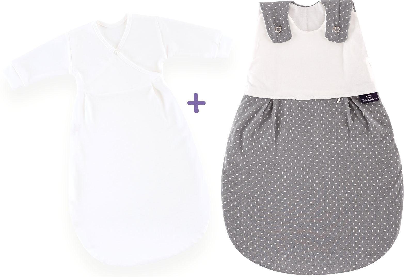 Babyschlafsack Set Pünktchen grau
