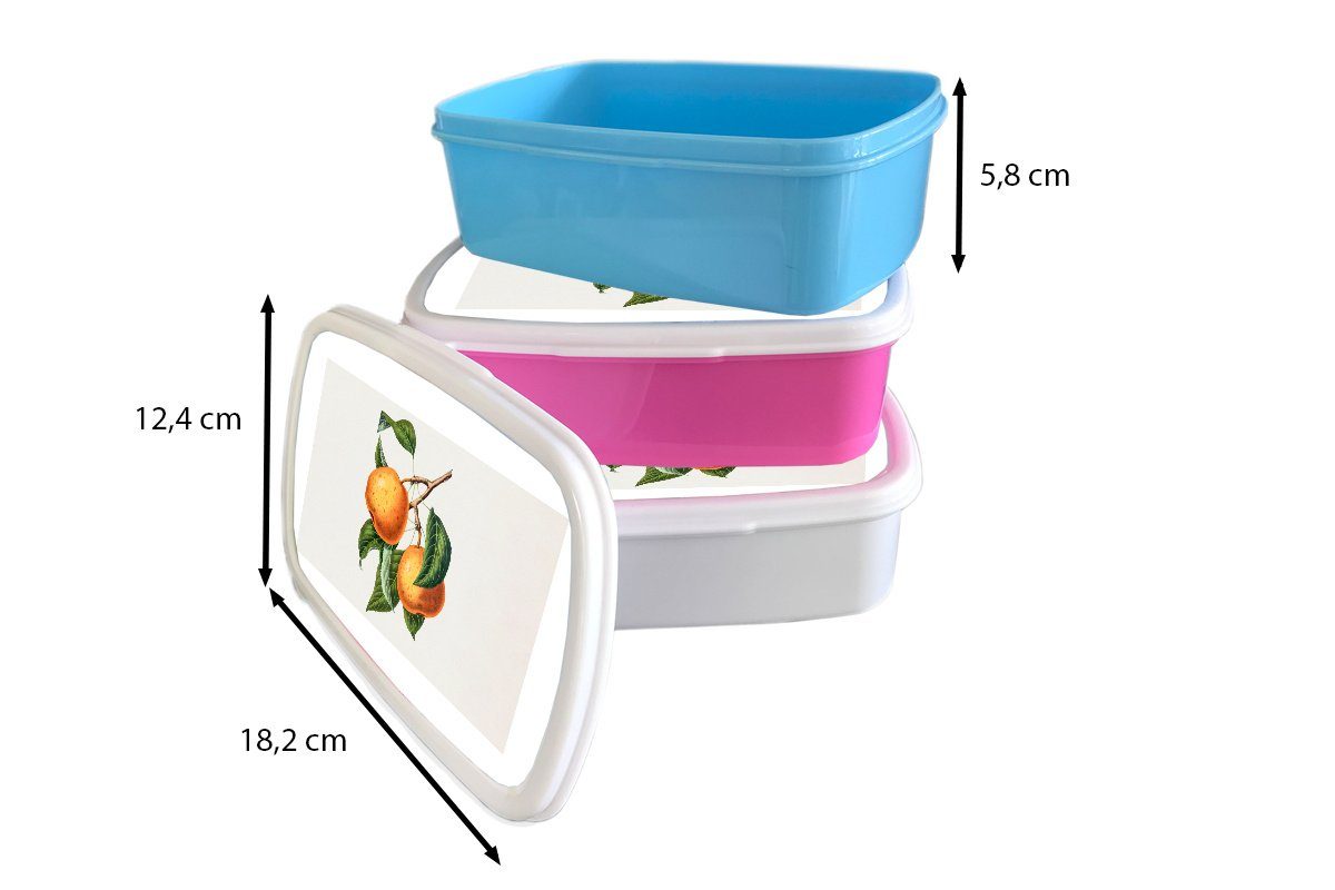 Erwachsene, Brotdose, Mädchen Blätter, (2-tlg), Kinder Kunststoff, - Brotbox Jungs und Obst für und Lunchbox für MuchoWow - weiß Lebensmittel