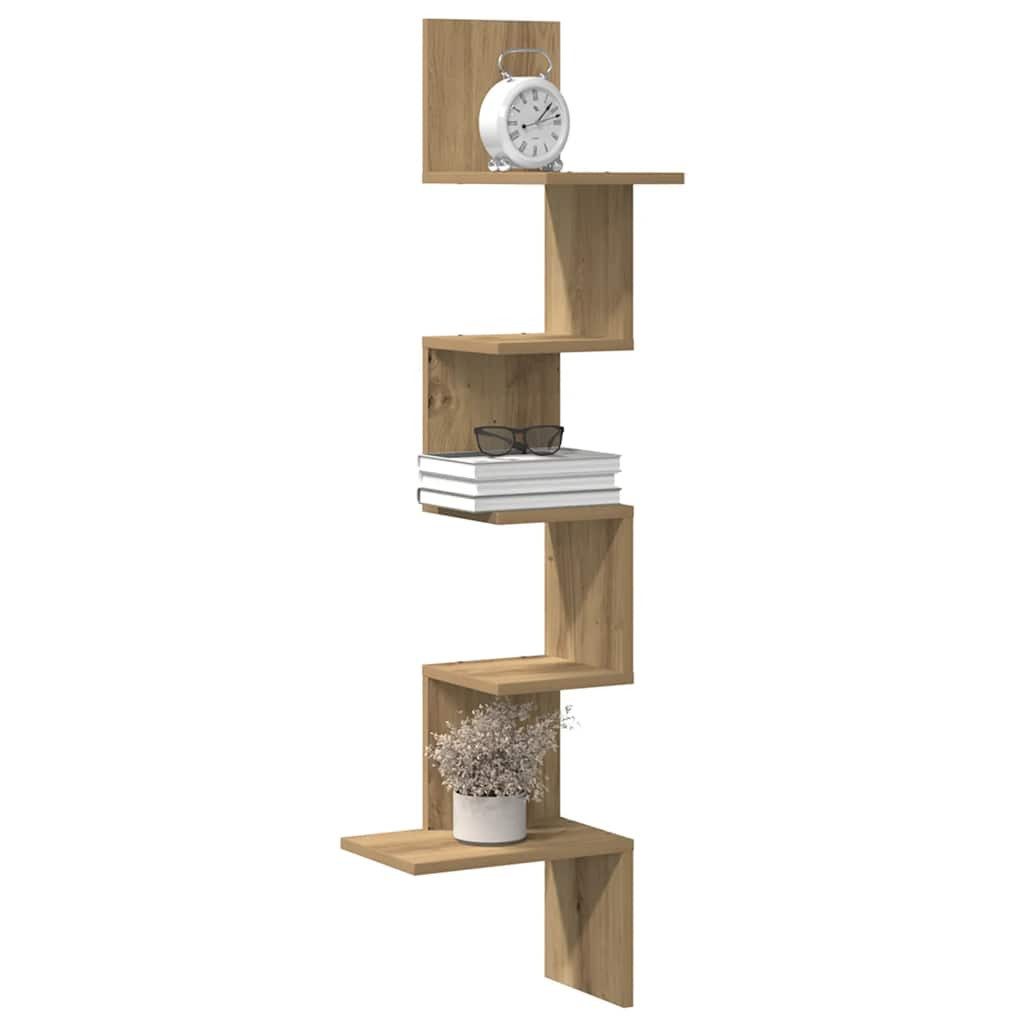vidaXL Wandregal Wand-Eckregal Artisan-Eiche 32x32x127,5 cm Holzwerkstoff