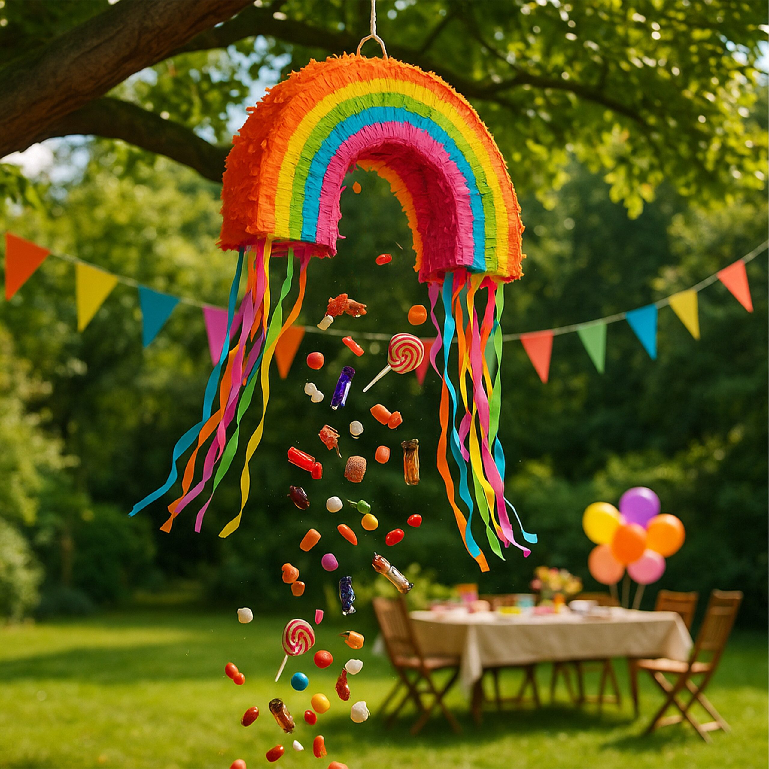 relaxdays Pinata Set Regenbogen mit Stab und Maske
