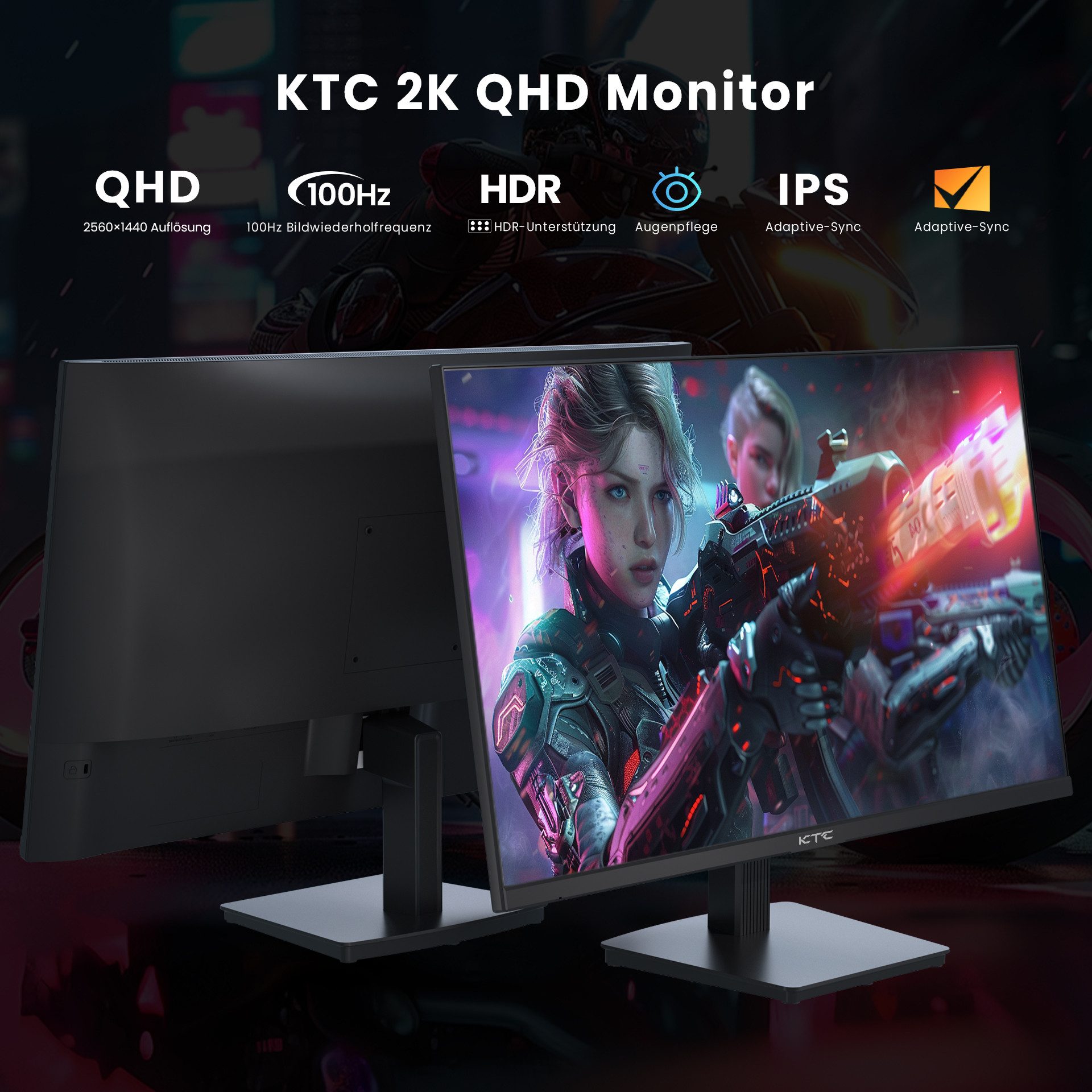 KTC H27T27 mit 2K QHD-Auflösung und fortschrittlichem IPS-Panel Gaming-Monitor (2560 x 1440 px, QHD, 100 Hz, bis zu 120 Hz)