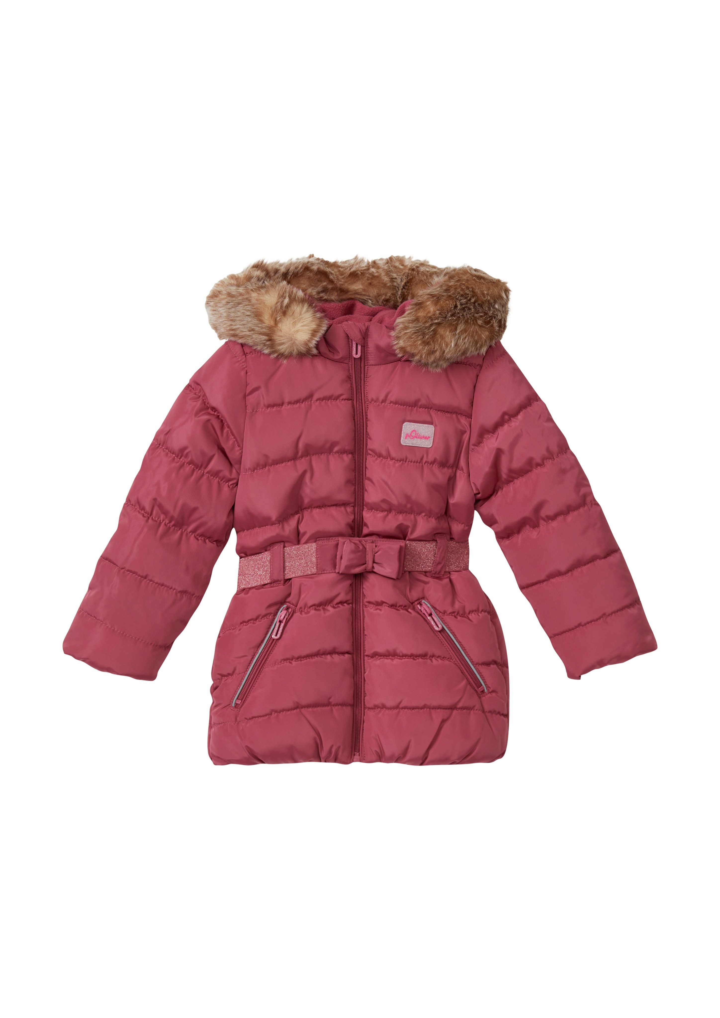 s.Oliver Junior Steppjacke mit Glitzergürtel und abnehmbarer Kapuze