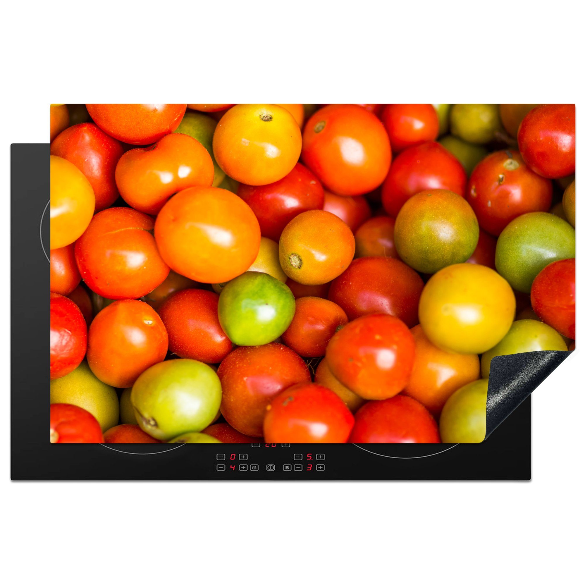 81x52 die küche, Induktionskochfeld kleiner (1 Tomaten Ein verschiedenen für cm, in Herdblende-/Abdeckplatte Schutz Farben, Vinyl, Bündel tlg), MuchoWow Ceranfeldabdeckung