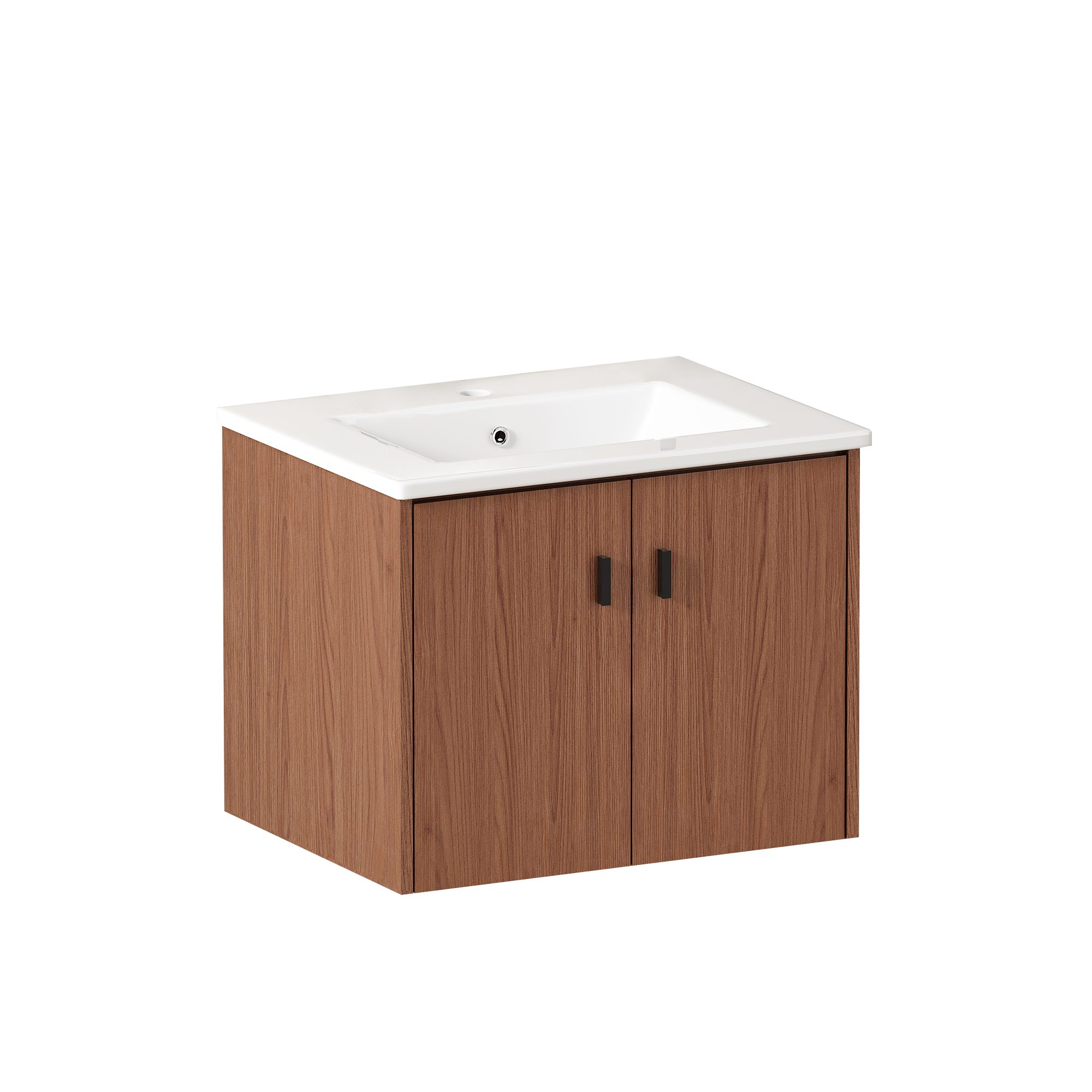 REDOM Badkommode 60 cm in Rotbraun mit 2 Türen (Packung, 1 St., 2 Soft-Close-Türen, Aufgeräumter Stauraum für Bad & Gäste-WC), Zeitloses Regalmöbel mit leiser Schließtechnik