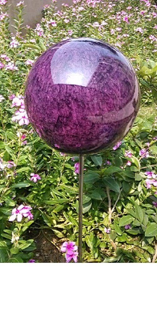 Jürgen Bocker - Gartenambiente Gartenstecker Rosenkugel Edelstahl violett lila Stab 80 cm Gartenstecker Beetstecker