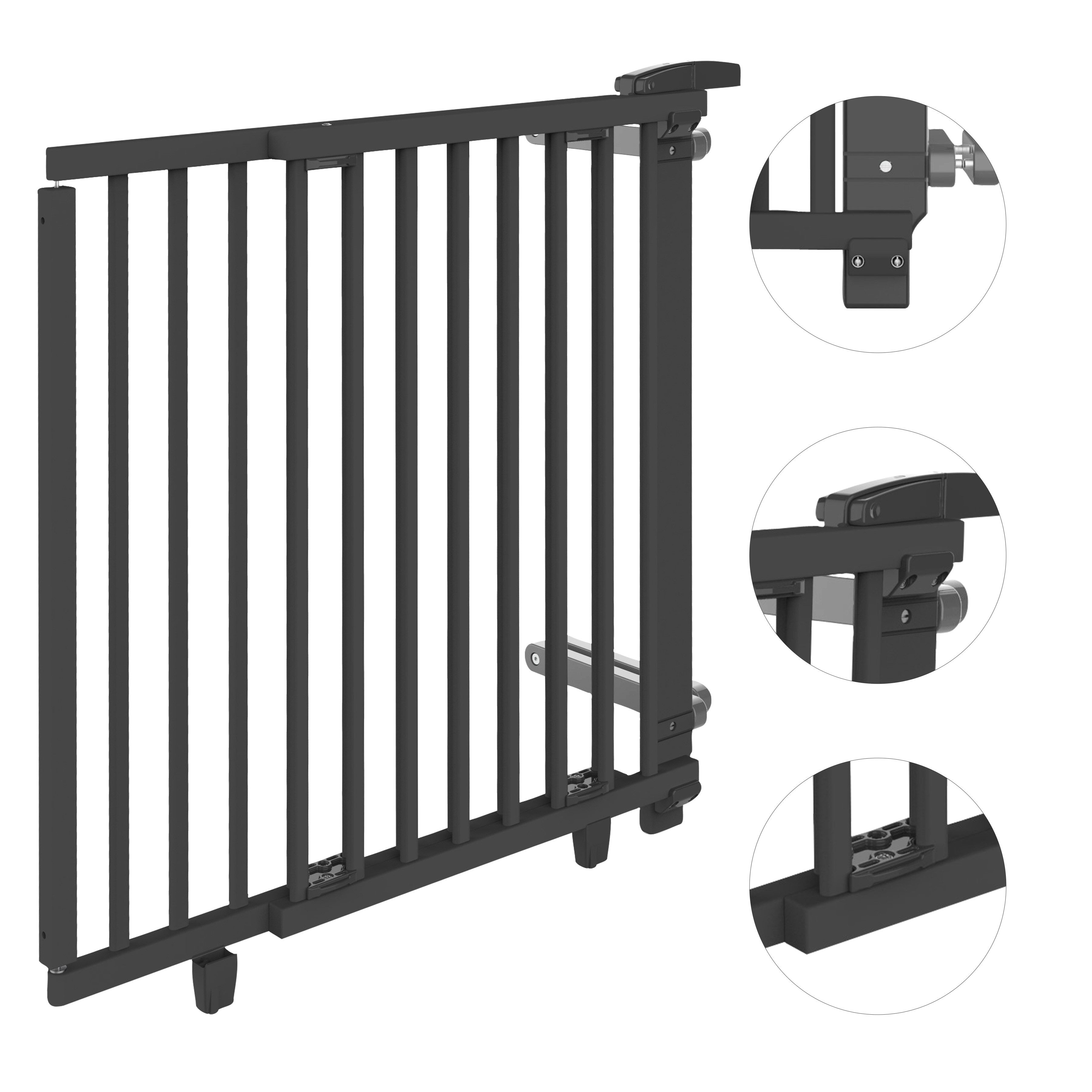 Geuther Treppenschutzgitter Oris zum Bohren 67-135 cm Schwarz, Für Erwachsene leicht zu öffnen