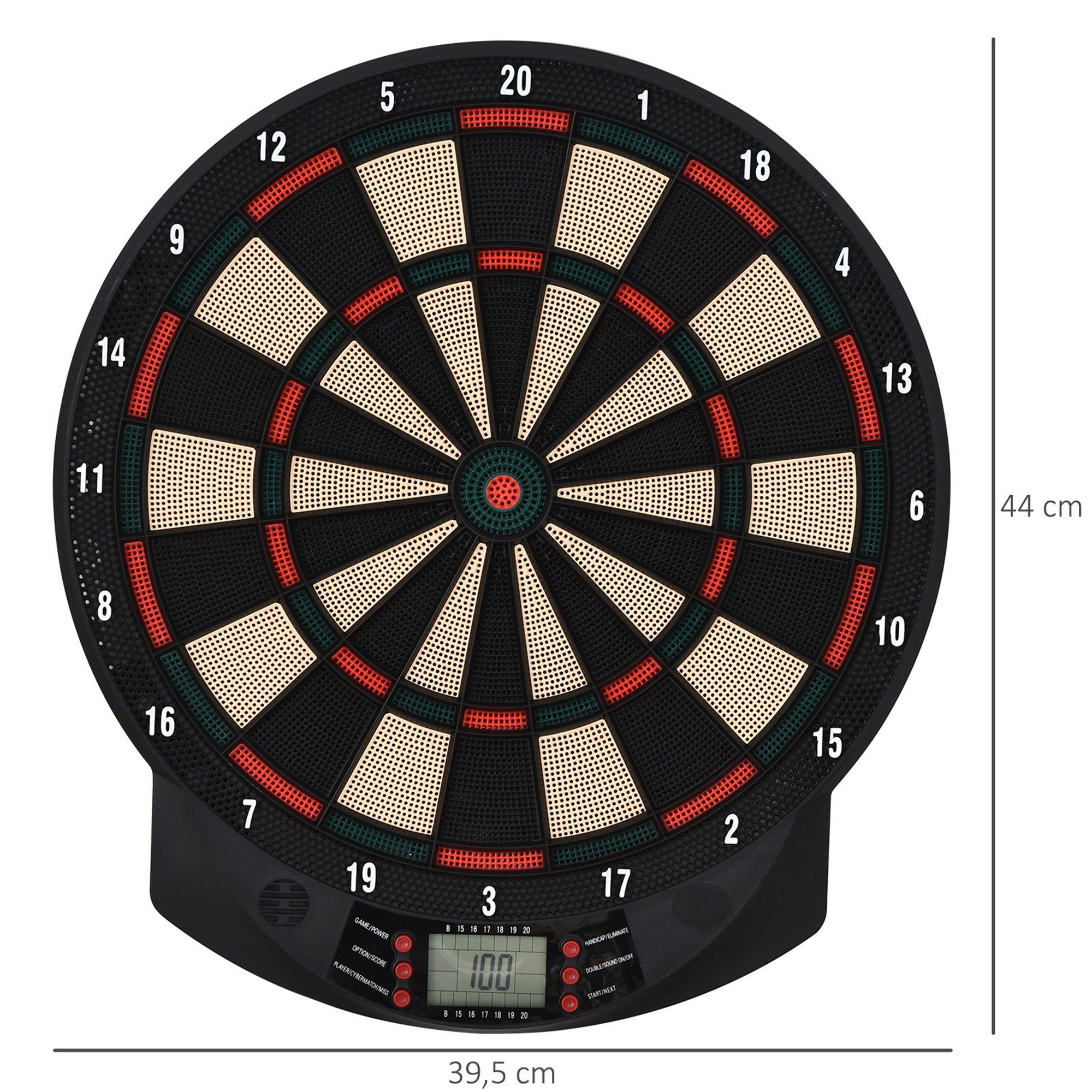 HOMCOM Dartscheibe automatische Wertung Dartboard mit 6 Darts, (Dartspiel mit LCD-Anzeige, 1-tlg., Dart-set), Schwarz 39,5 x 2,2 x 44 cm