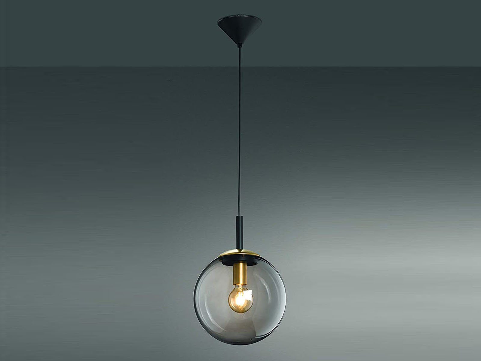 FISCHER & HONSEL LED Pendelleuchte, Dimmfunktion, LED wechselbar, Warmweiß, kleine Design Rauchglas Glas-kugel für über-n Esstisch hängend, Ø 25cm