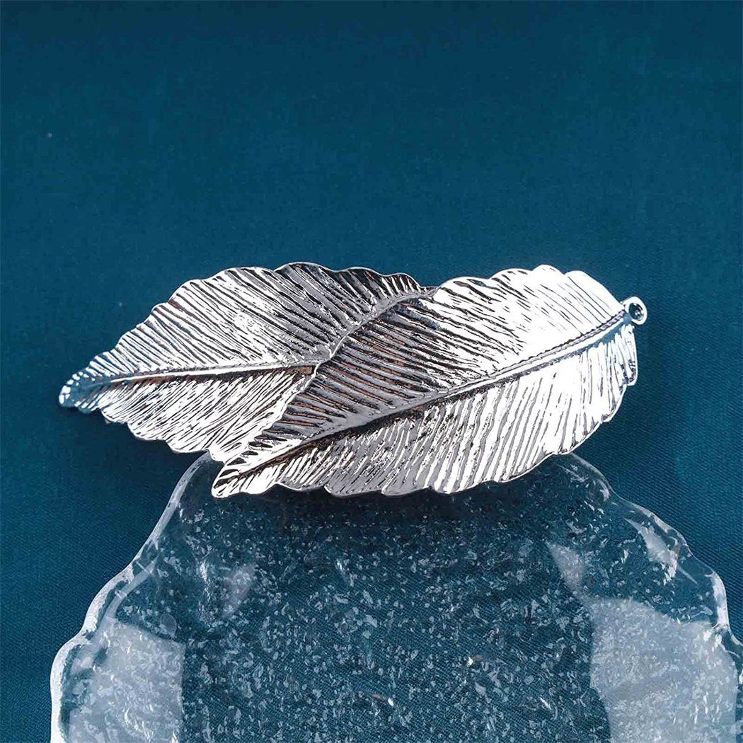 Damen DAYUT Haarspange, Ein Clip, Haarklammer Leaf 1-tlg. Silber Simple Vintage