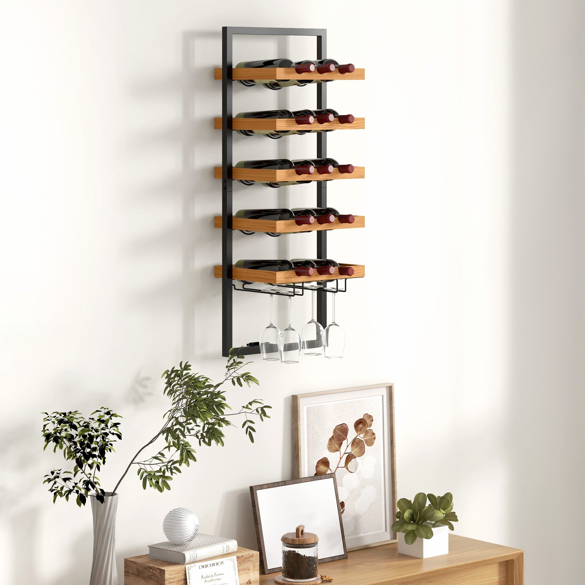 HOMCOM Weinregal wandmontierbar mit 5 Ebenen, günstig online kaufen
