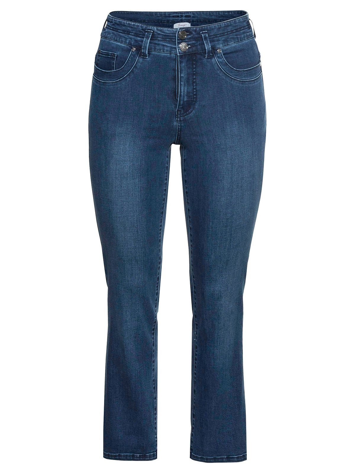 Jeans für MANUELA Sheego schmale Gerade Größen Große eine kräftige und Taille Oberschenkel