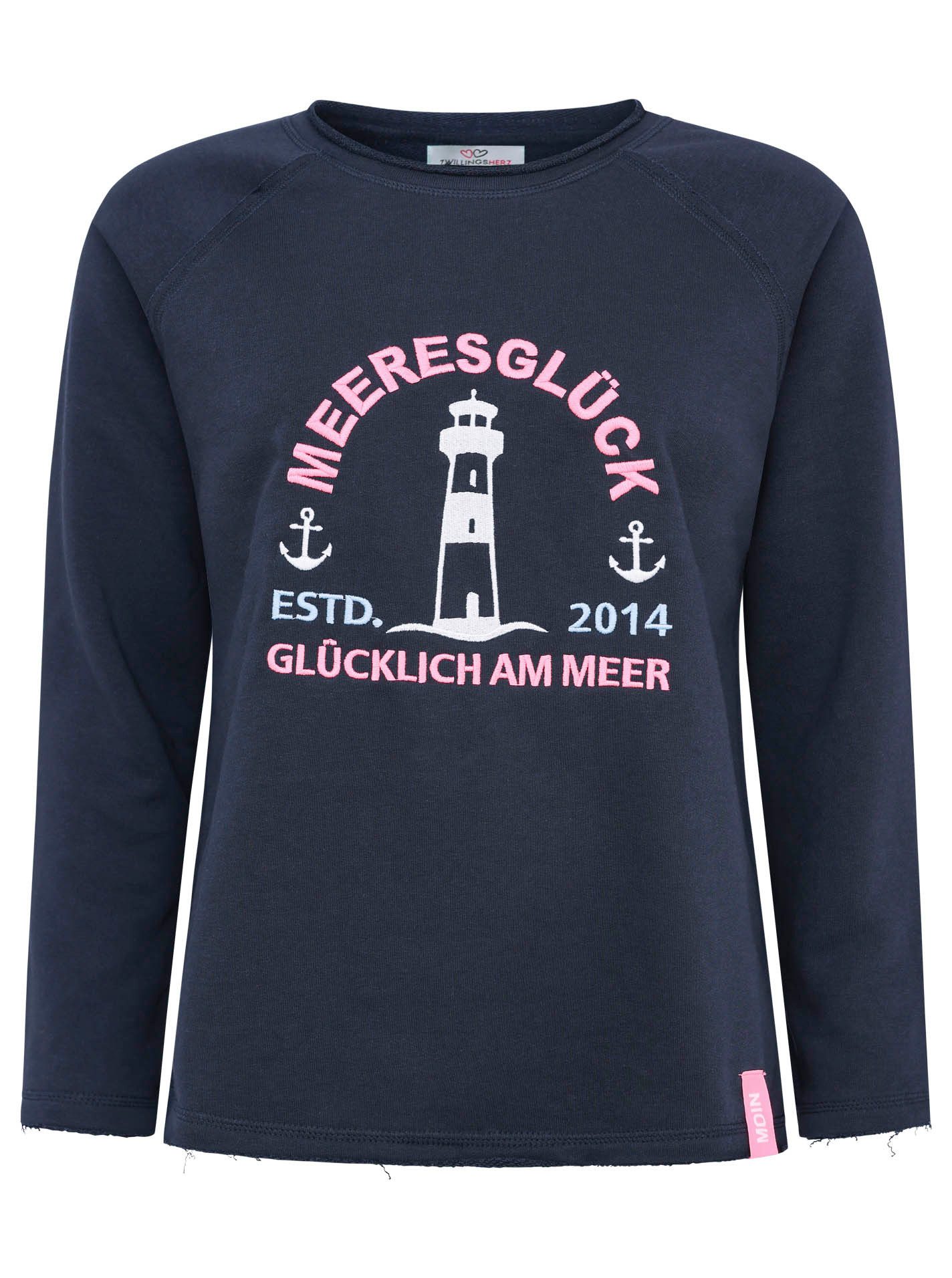 Zwillingsherz Sweatshirt "Glücklich am Meer" mit günstig online kaufen