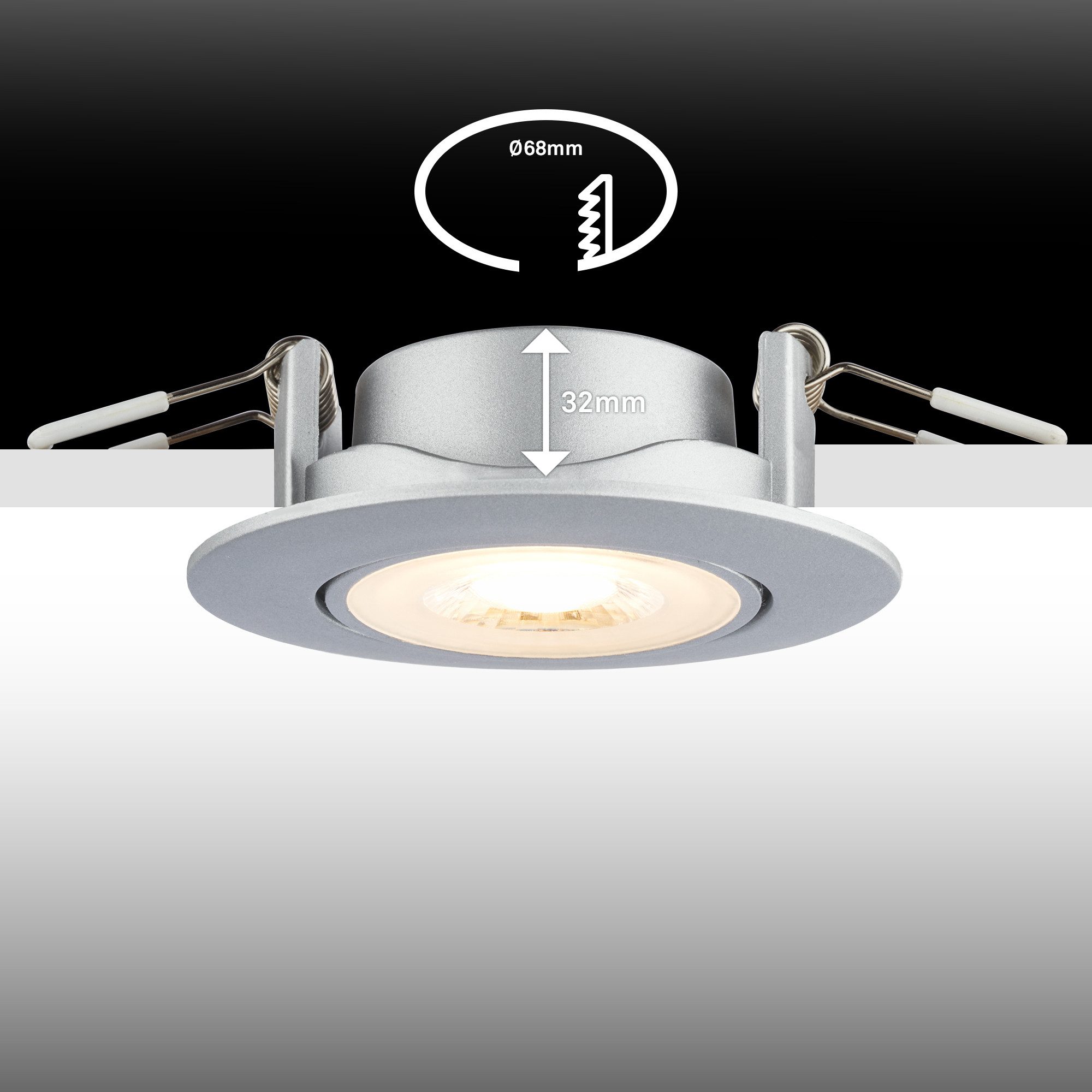 Briloner Leuchten LED Einbaustrahler 2er Set Schwenkbar Warmweiß Flaches Design, LED fest integriert