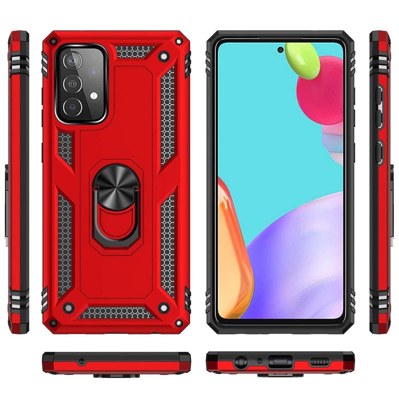 CoolGadget Handyhülle Armor Shield Case für Samsung Galaxy A52 4G/5G, A52s 5G 6,5 Zoll, Outdoor Cover Ringhalterung Handy Hülle für Samsung A52, A52s 5G
