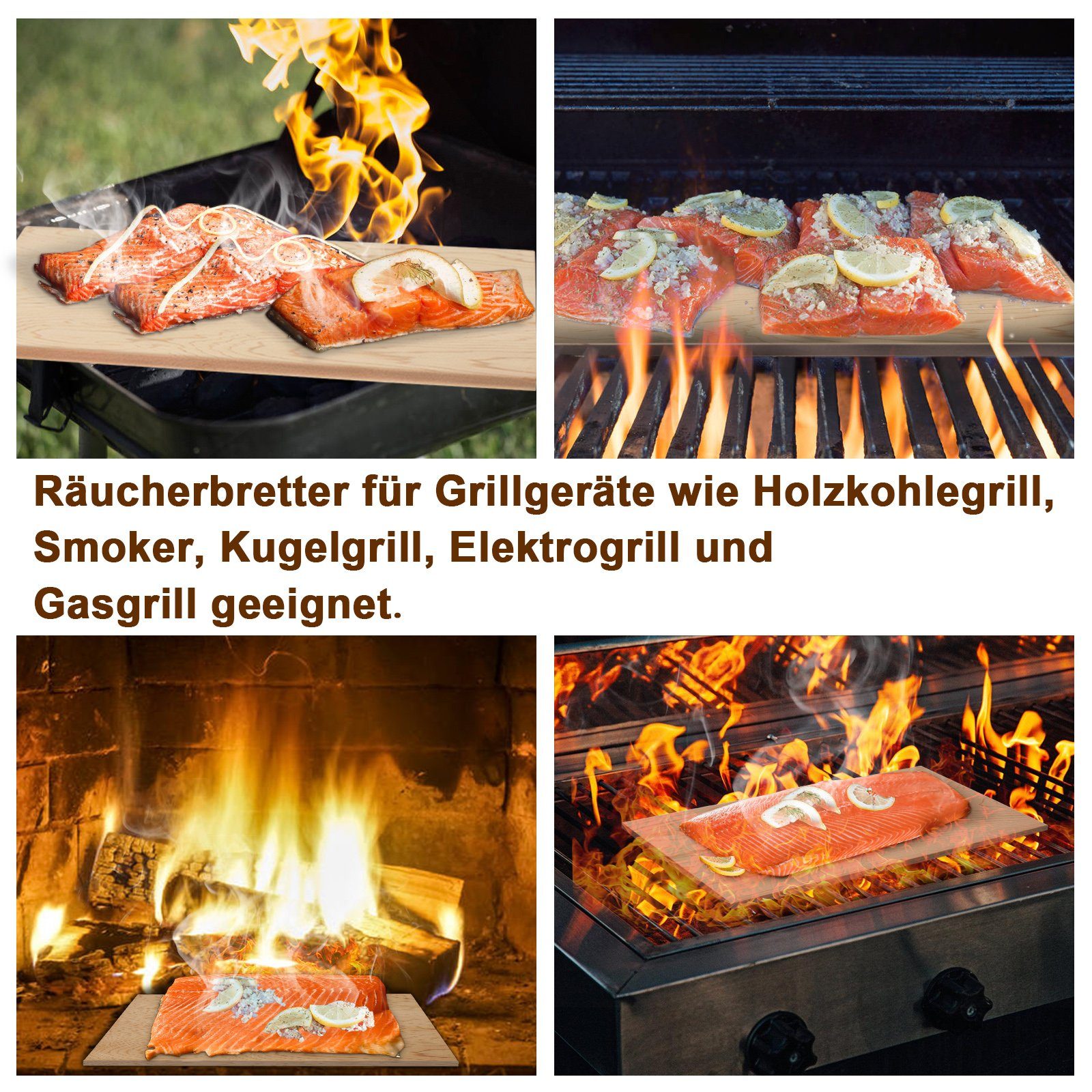 Räucherbrett Räucherplanke TolleTour Grillbretter Holz BBQ, 6X Zedernholz Grillplanken