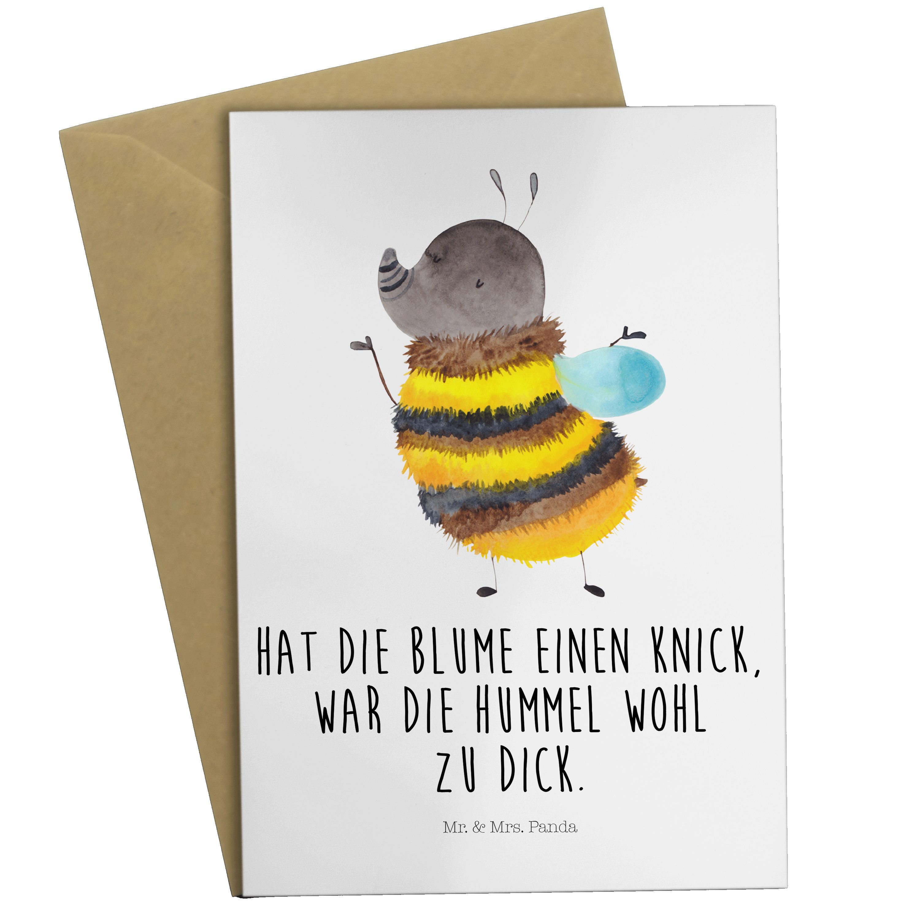 Mr. & Mrs. Panda Grußkarte Hummel flauschig - Weiß - Geschenk, Karte, Blume, Tiermotive, Hochzei