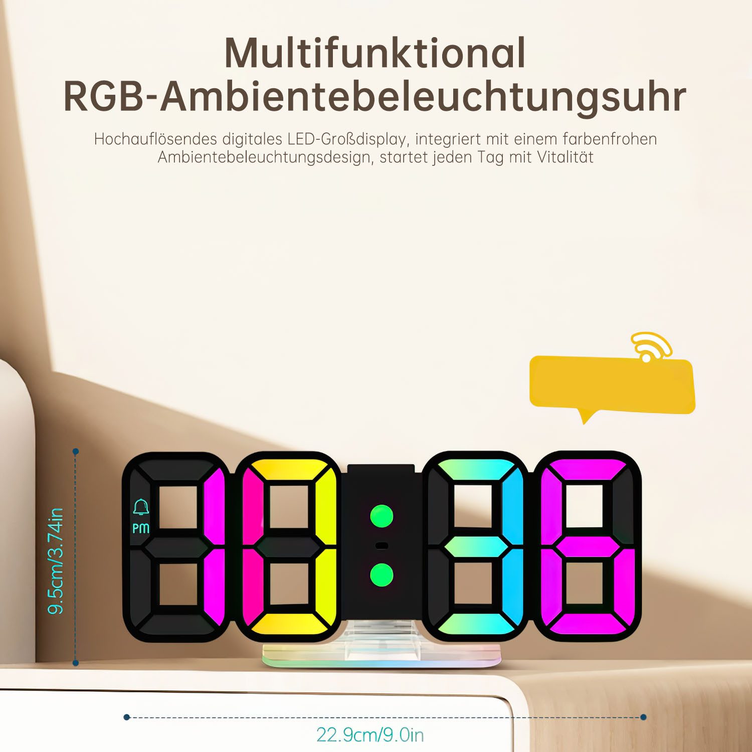 AIMAX Wecker Wecker uhr Dimmbar Stufenlos Digitalwecker Wanduhr 3 Einstellbaren Helligkeitstufen dimmbare Nachtlichtfunktion – Bild 4 von 5