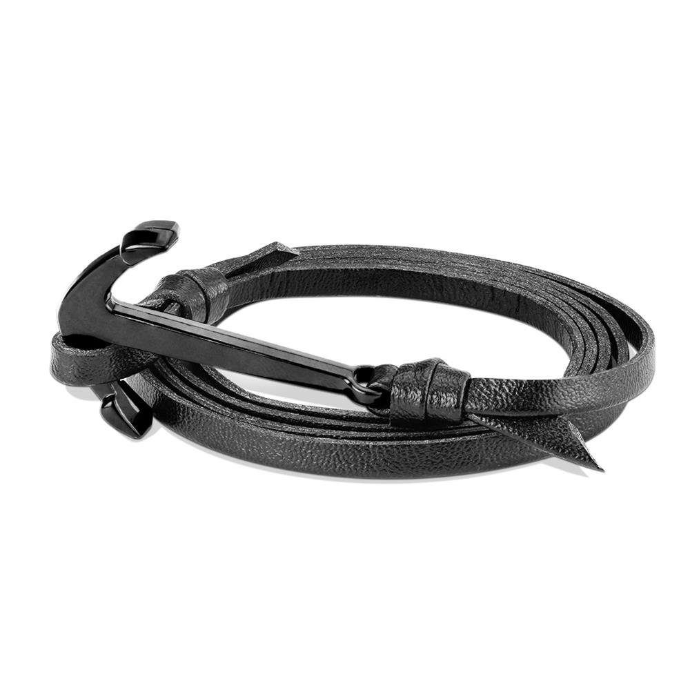 Bracelet Armband Wickelarmband 1-tlg), schwarz Anker Armband, Armband Armschmuck Unisex BUNGSA (1