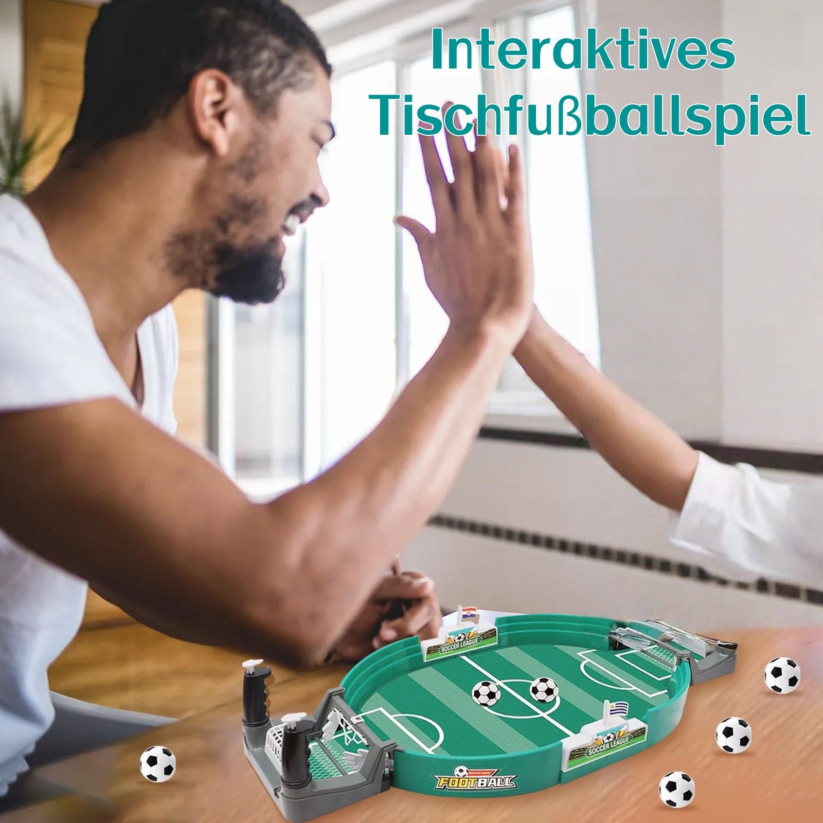FOUORTUNATE-BEE Spielball Interaktives Tischfußball Spiel für Kinder mit 6 Bällen (Mini Tischfußball Set für Jungen – Familienspiel als Geschenk)