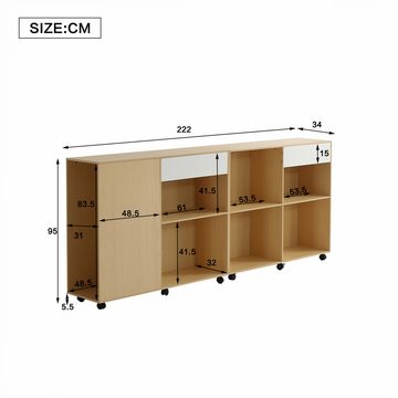 Flieks Stauraumschrank Aufbewahrungsschrank offene Fächer, frei kombinierbar, 222x34x95cm