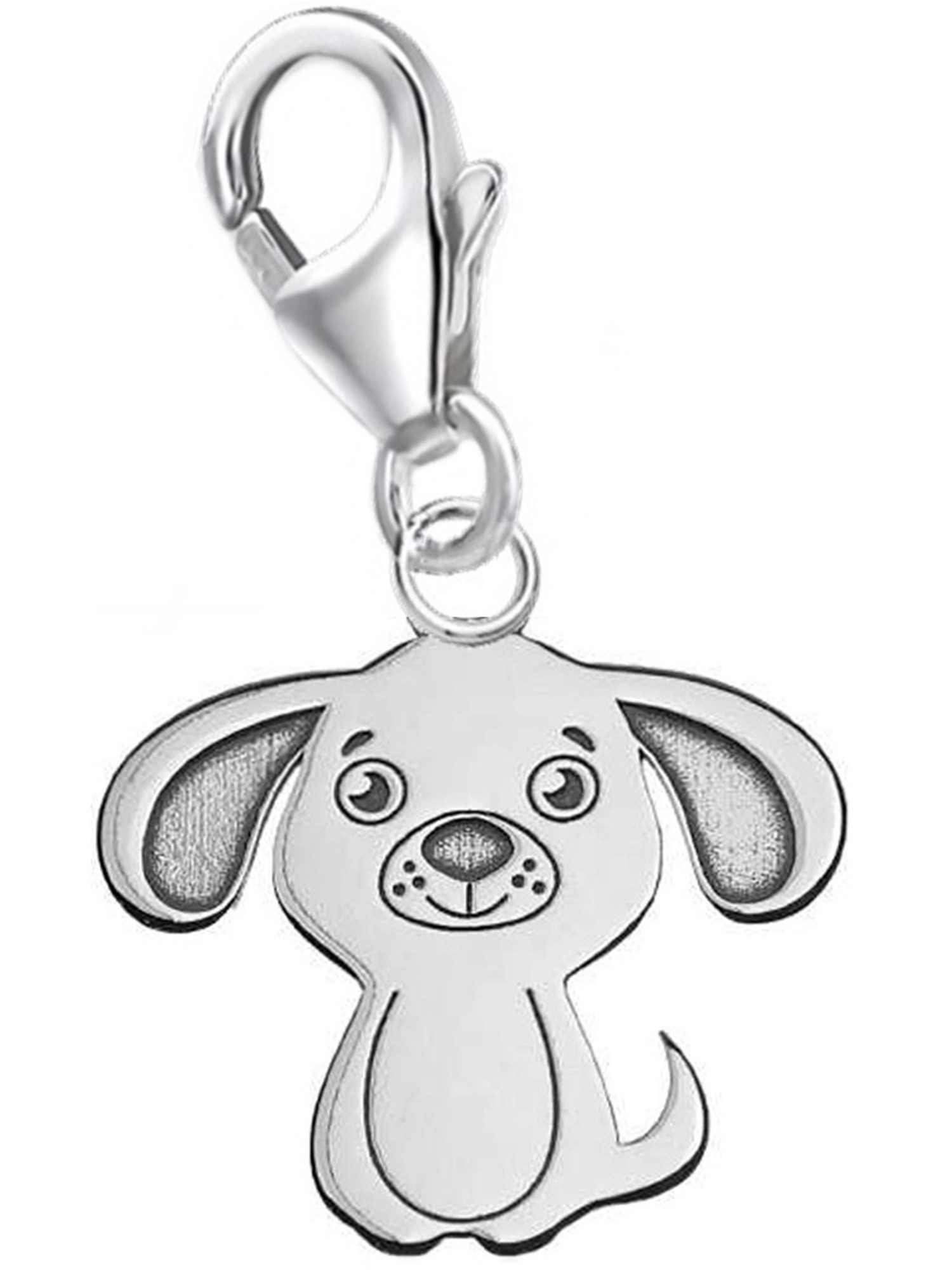 Goldene Hufeisen Charm-Einhänger Hund Karabiner Charm Anhänger für Bettelarmband 925 Silber (inkl. Etui), für Gliederarmband oder Halskette