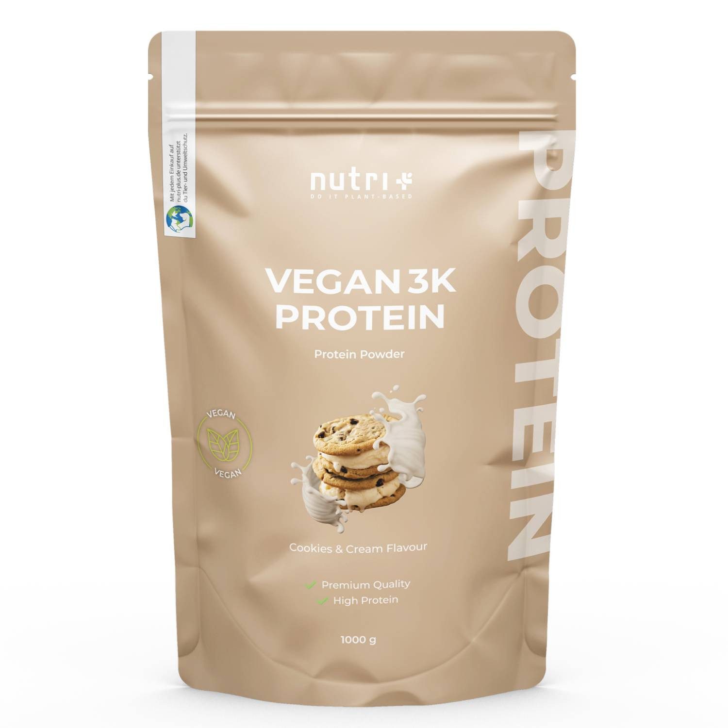 nutri+ Protein Pulver Vegan 3K Pulver, 1 er 1000 g