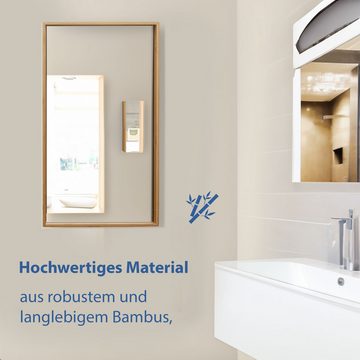 osoltus Badregal osoltus Spiegelschrank Badschrank mit Tür Bambus 60x35x14 cm
