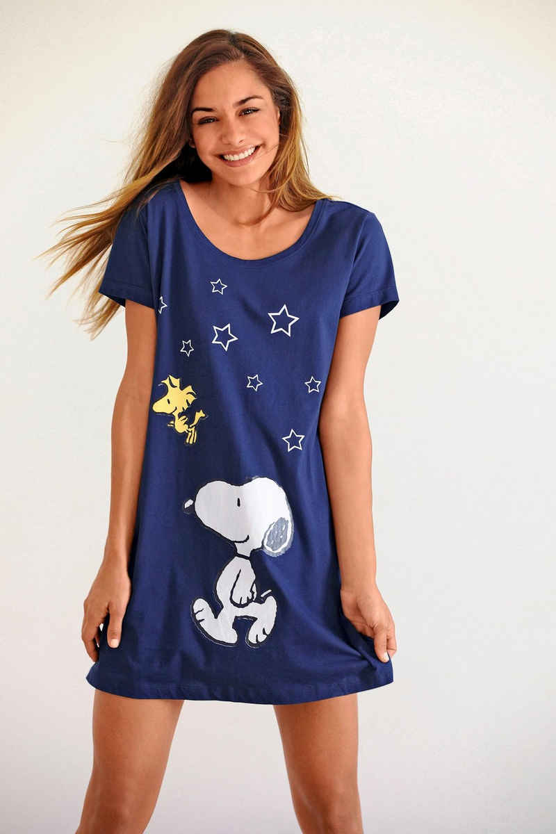 PEANUTS Sleepshirt mit Snoopy-Print in Minilänge