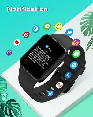 GRV für Damen Herren,Personalisiertem,Stoppuhr,IP68 Wasserdicht Smartwatch (1.4 Zoll, Android iOS), mit SpO2,HerzfrequenzmessungSchrittzähler,Schlafmonitor9 Trainingsmodi