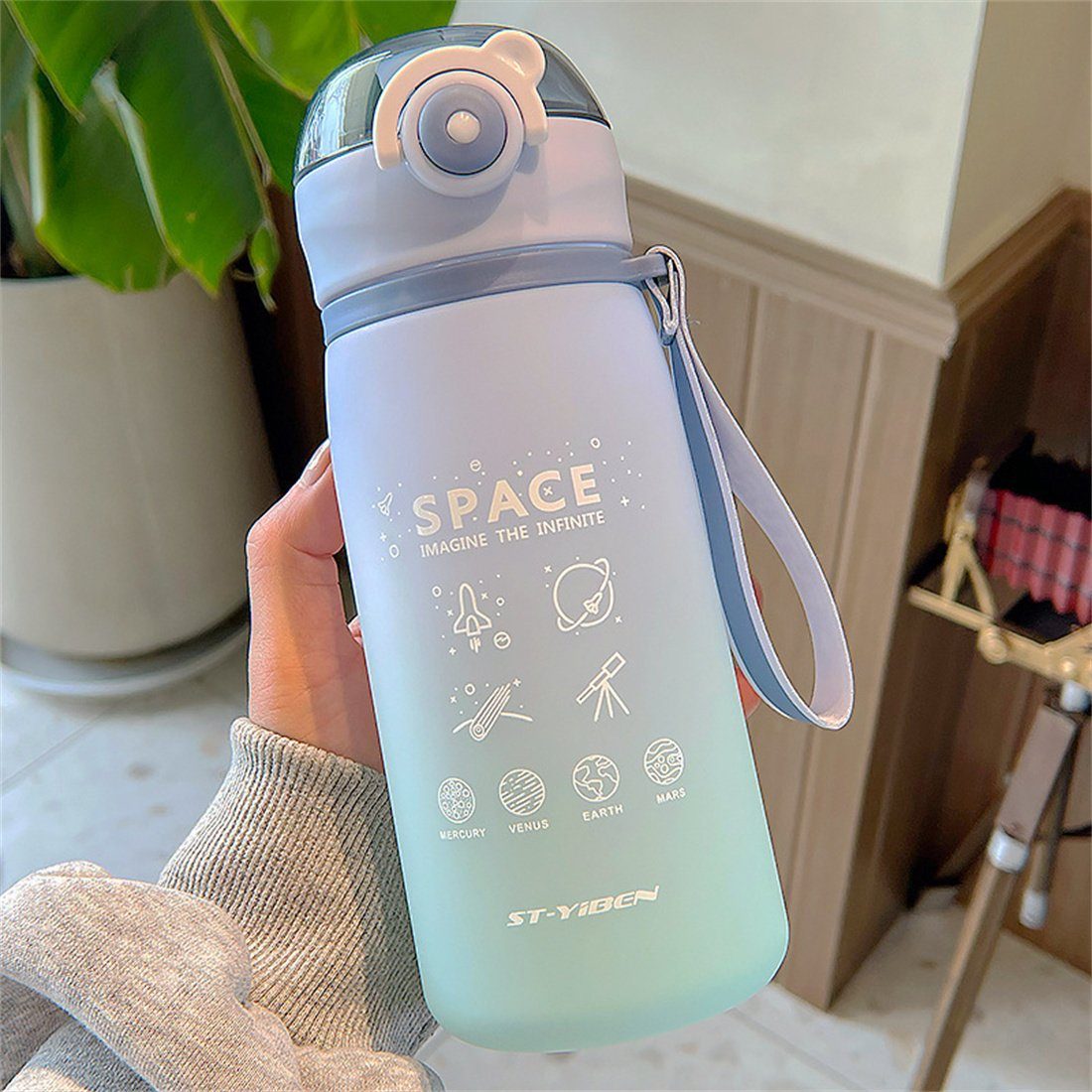 DÖRÖY Trinkflasche Outdoor Portable Mug, Gradient Frosted Sports Bottle, Space Mug 630ml blau