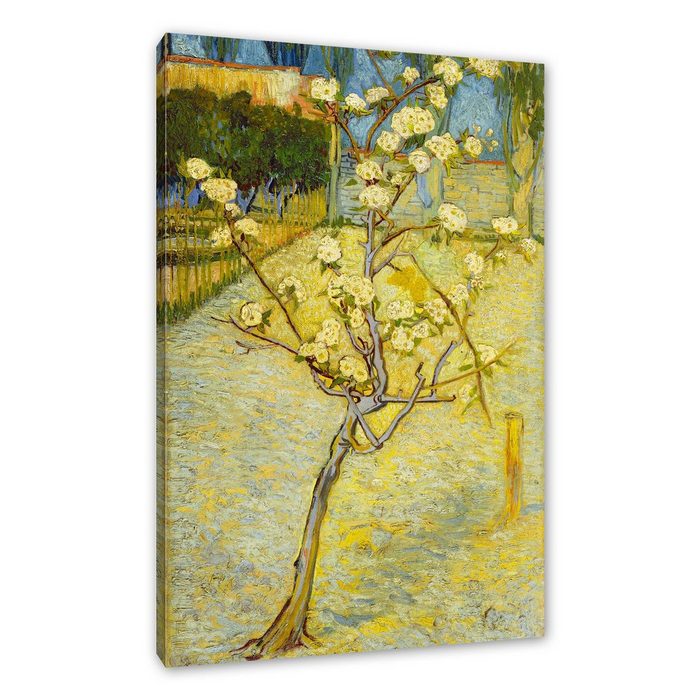 Pixxprint Leinwandbild Vincent Van Gogh - Blühender kleiner Birnenbaum Wanddekoration (1 St) Leinwandbild fertig bespannt inkl. Zackenaufhänger