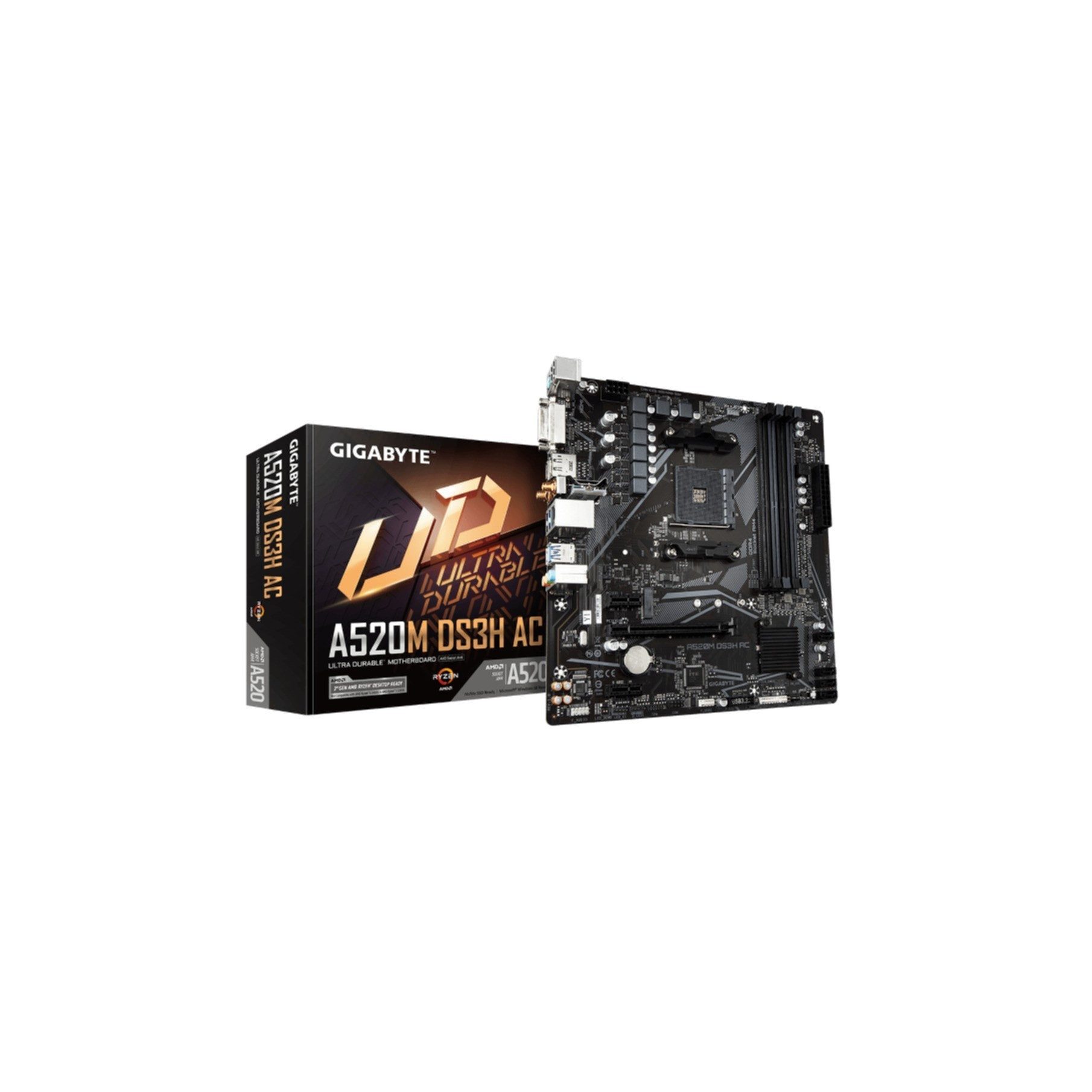 Gigabyte A520M DS3H AC Mainboard - AMD Ryzen 5000 Serie CPUs, 5+3 Phasen VRM, b Mainboard