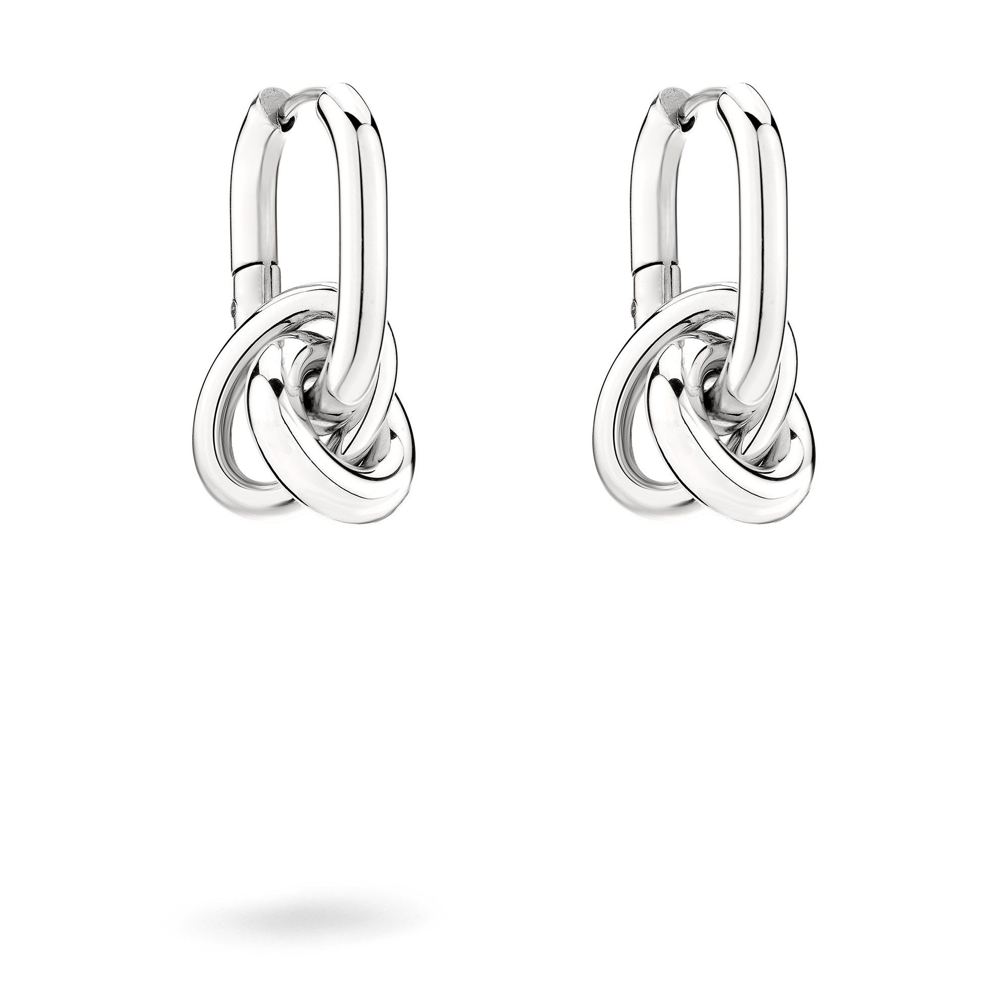 Paar Creolen Schmuck Geschenk Edelstahl Ohrringe Modern Knot