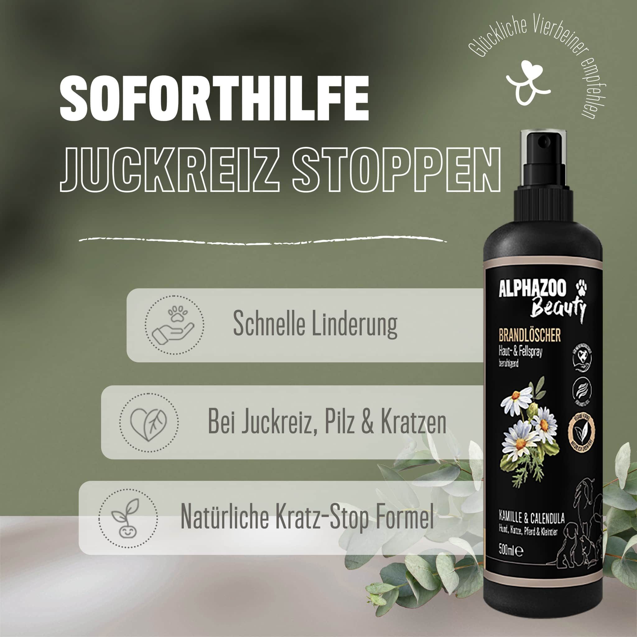 Thumbnail - ALPHAZOO Fellpflege Brandlöscher Juckreiz Spray I Hunde I Katzen I Welpen, 200 ml, gegen Juckreiz, gegen trockene Haut, ...