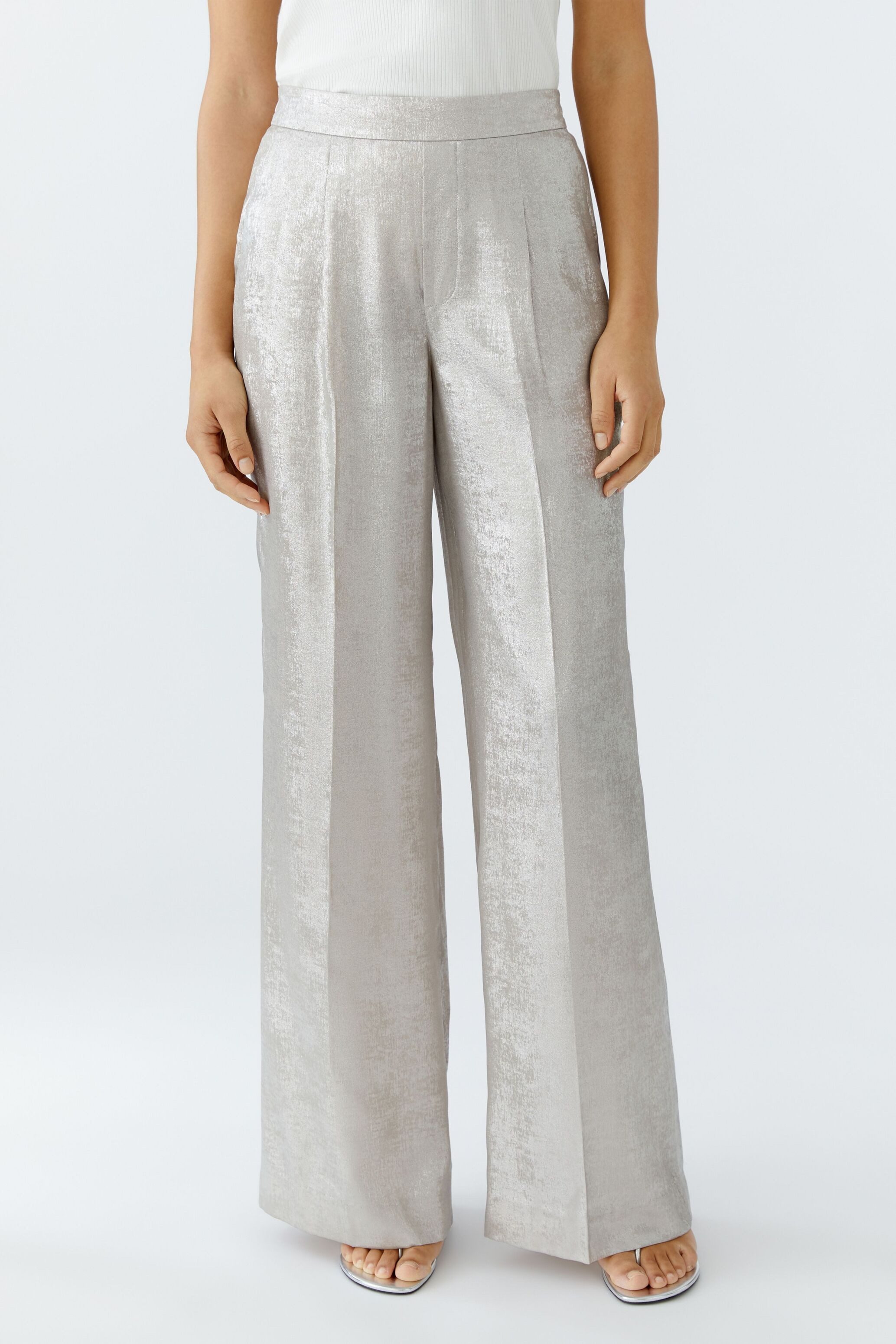 Oui Stoffhose Marlenehose Silberglanz günstig online kaufen