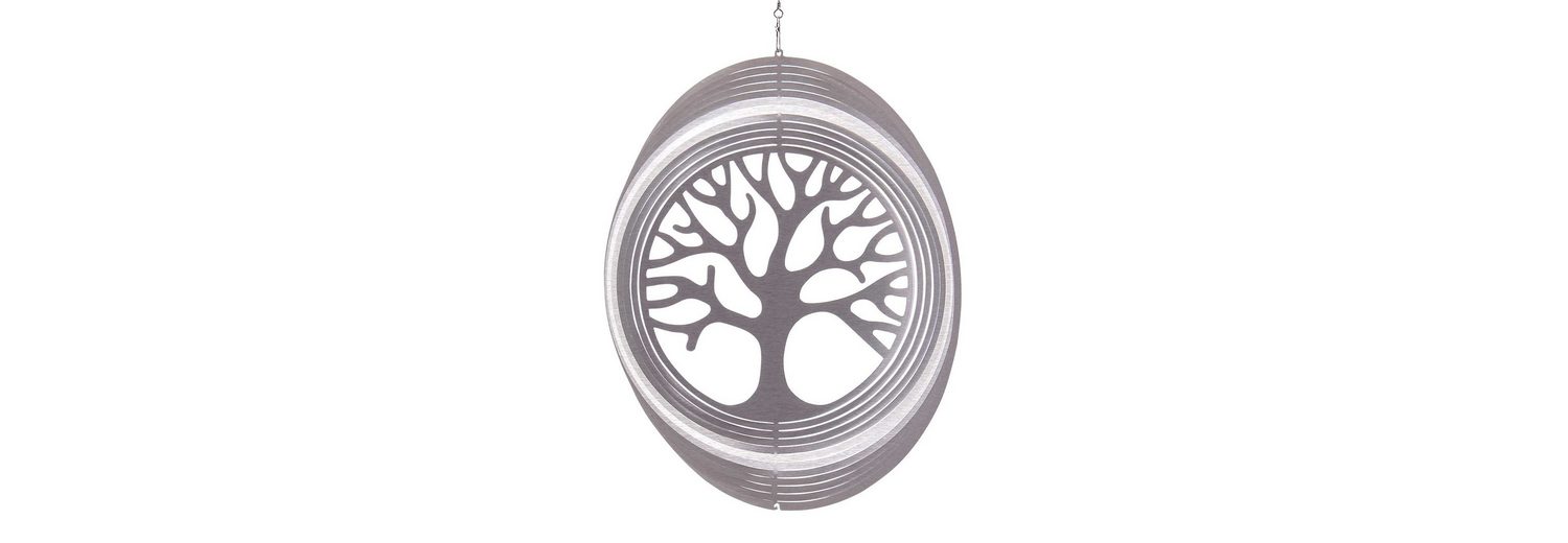ILLUMINO Windspiel »Edelstahl Windspiel Kreis Baum des Lebens Metall