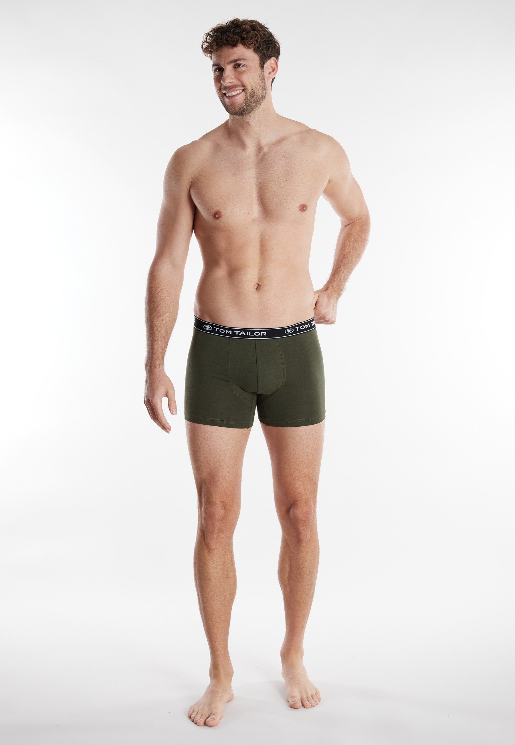 TOM TAILOR Boxershorts Buffer (3er Pack) bequem, basic, eng, atmungsaktiv, Logobund, Baumwollmix