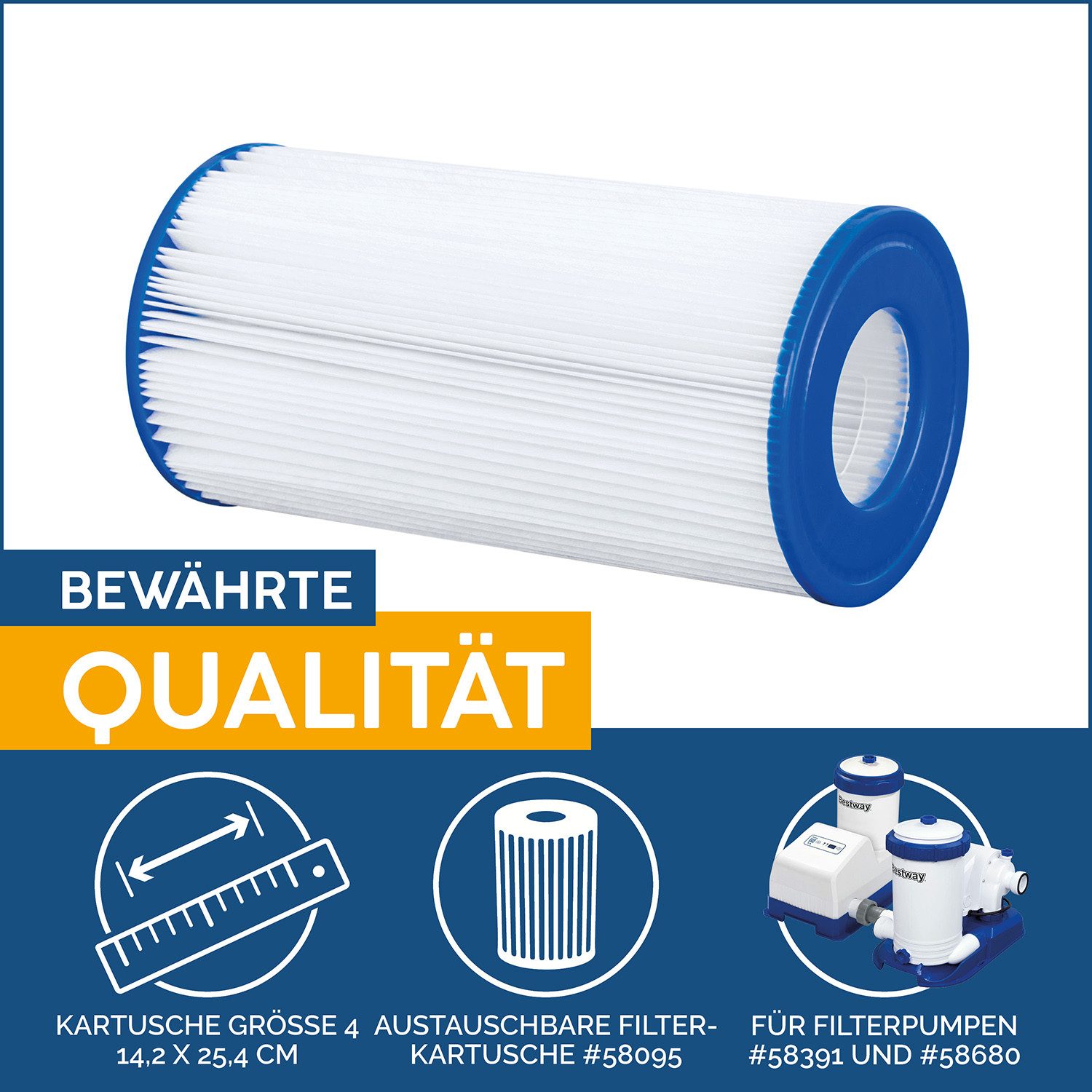 Bestway Pool-Filterkartusche Größe 4, Zubehör für Kartuschen-Filterpumpen, Feine Lamellenstruktur