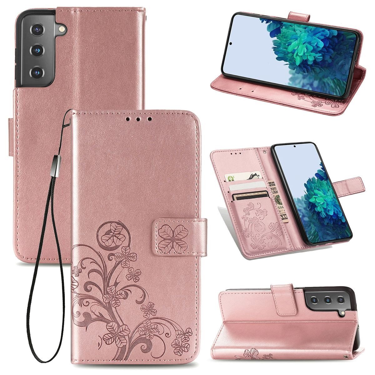 König Design Handyhülle Samsung Galaxy S21, Schutzhülle Schutztasche Case Cover Etuis Wallet Klapptasche Bookstyle