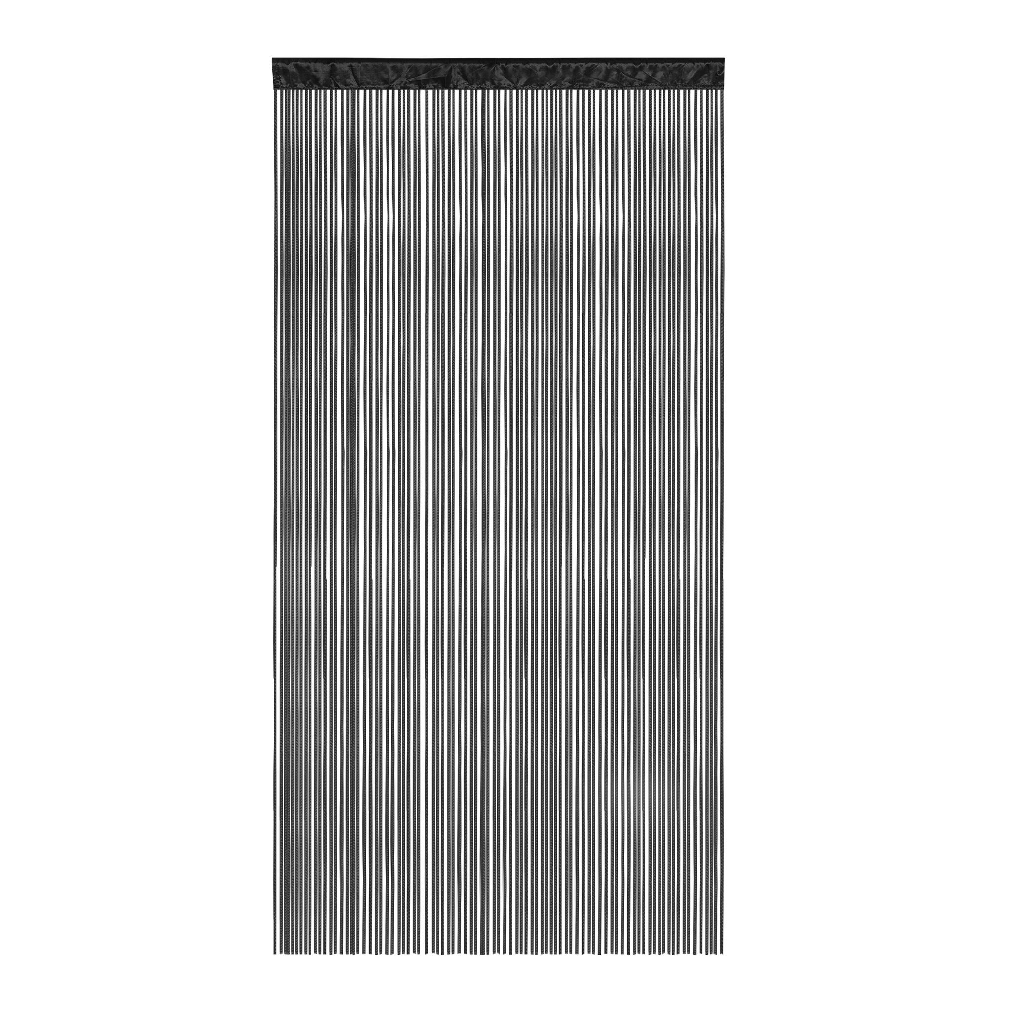 Victoria M. Fadenvorhang LEONORA Fadengardine 100 x 245 cm, schwarz (1 St), Durchzuglöcher, halbtransparent, Polyester, Raumteiler, Sicht- & Insektenschutz, kürzbar, waschbar, Tunnelzug