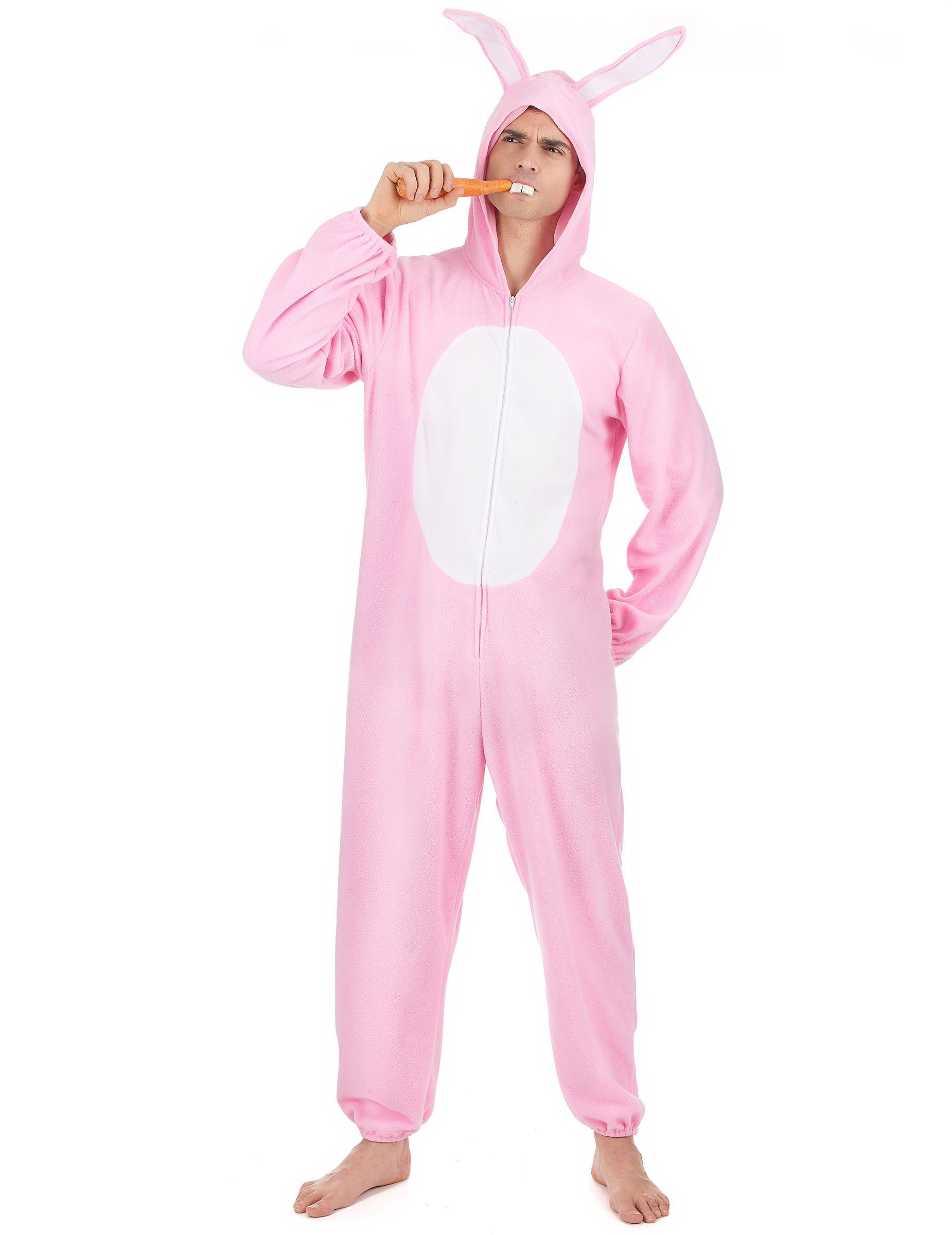 Kostüm Lustiger Hase Kostüm für Erwachsene Kaninchen rosa-weiss