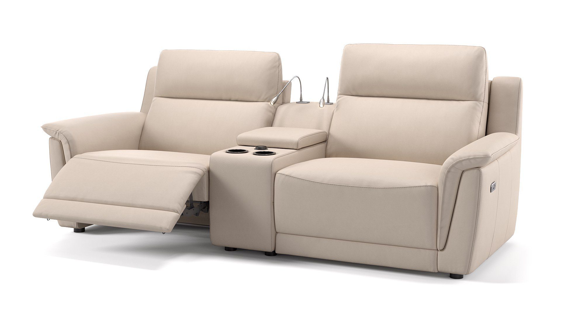 Sofanella Sofa Sofanella - Leder 2-Sitzer Kinosofa MALITO in Creme S: 210 x 101 cm