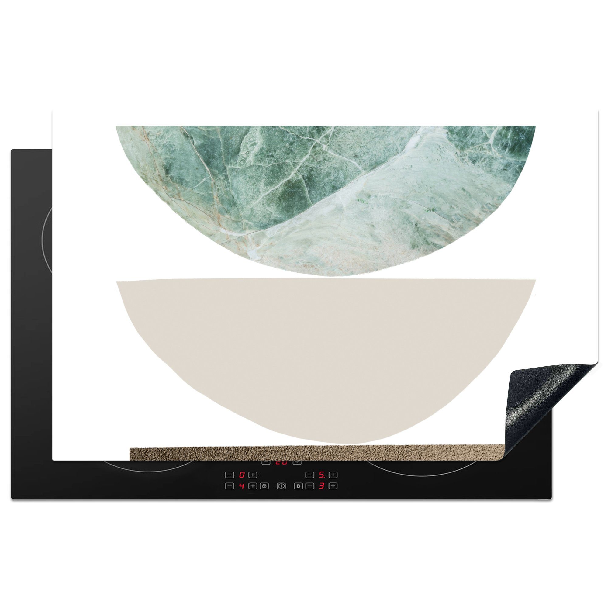 MuchoWow Herdblende-/Abdeckplatte Geometrische Formen - Minimalismus - Pastell, Vinyl, (1 tlg), 81x52 cm, Induktionskochfeld Schutz für die küche, Ceranfeldabdeckung
