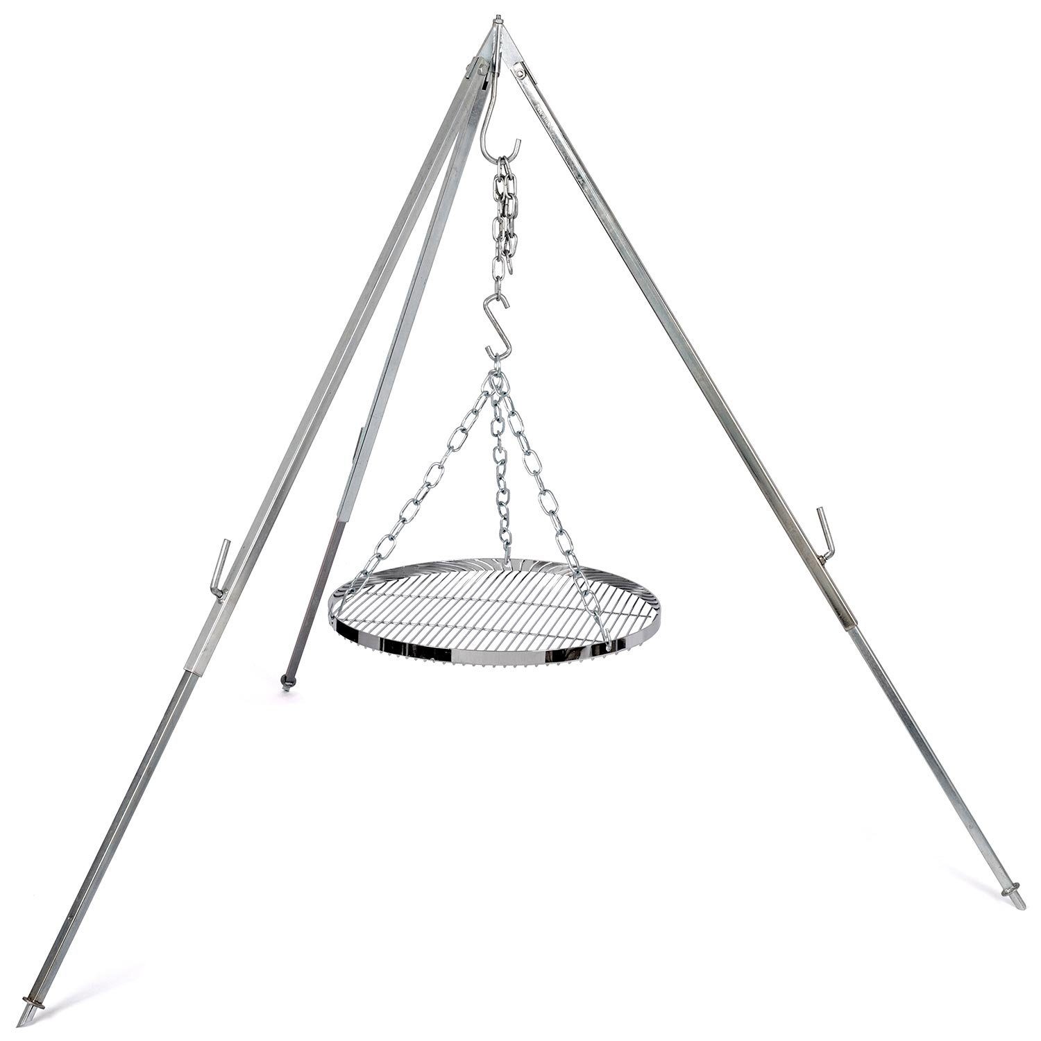 Petromax Grillrost Hänge Grillrost Ø 50 cm inkl. Dreibein mit Kette und Haken Outdoor (2-St., Camping draußen Kochen), einfache leichte Reinigung